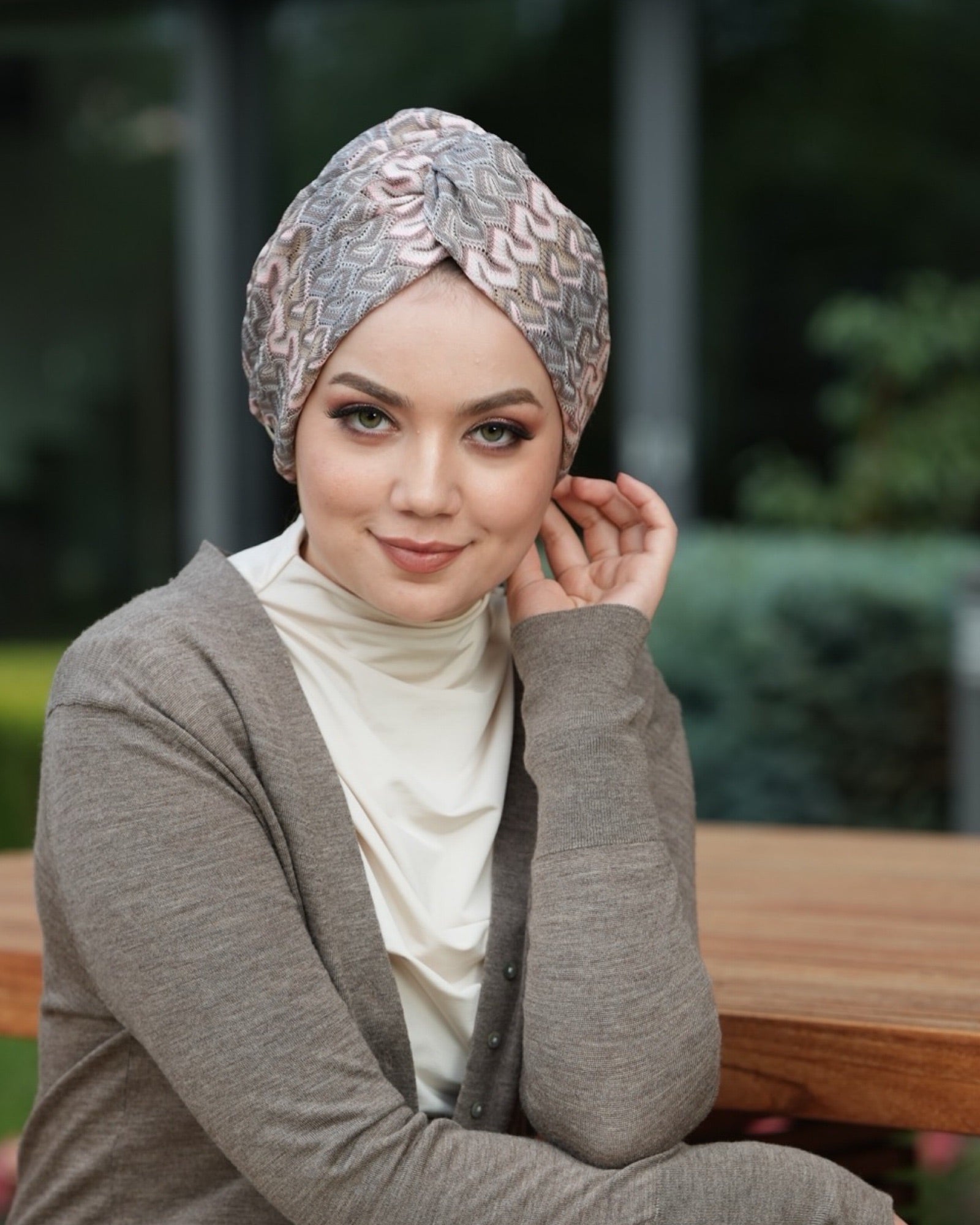 Twisted Nova Pink - Burgulu - Pembe, Gri, Vizon Renkli - Triko Kumaş - BitterColors