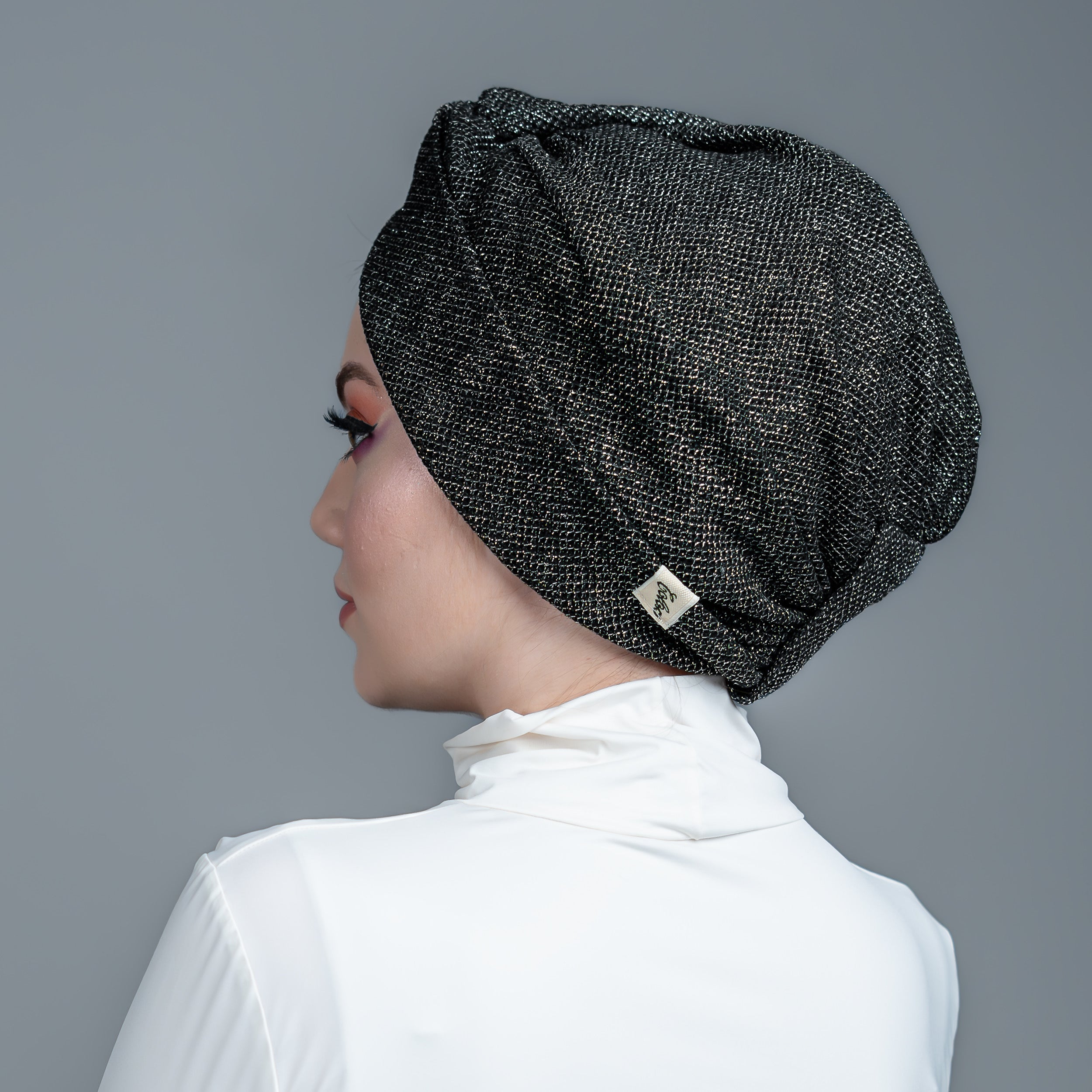 Honeycomb Burgulu Bone - Simli Örme Kumaş - Siyah Renk - BitterColors