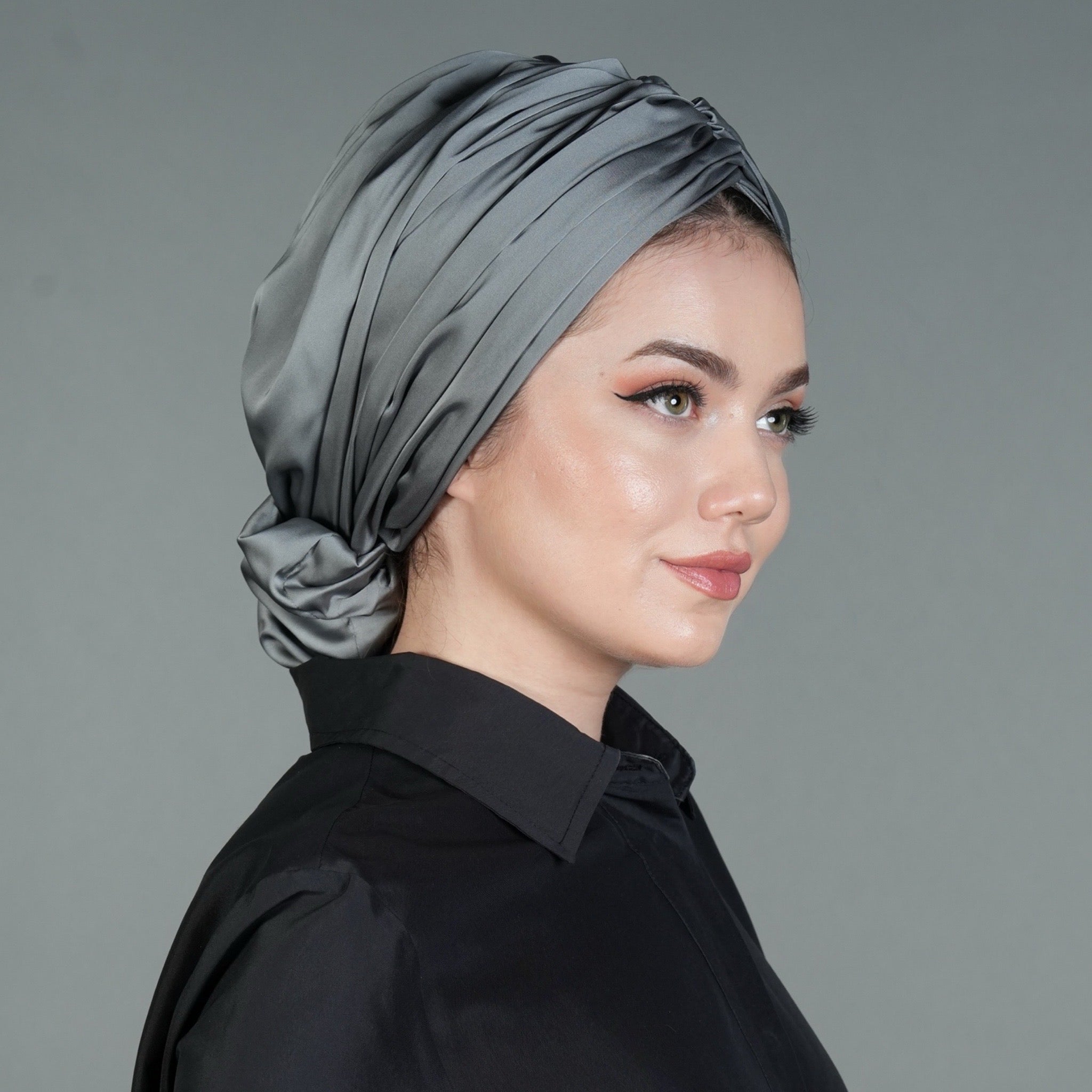 Abu Dabi Hazır Bone - Likralı Saten Kumaş - Siyah - BitterColors
