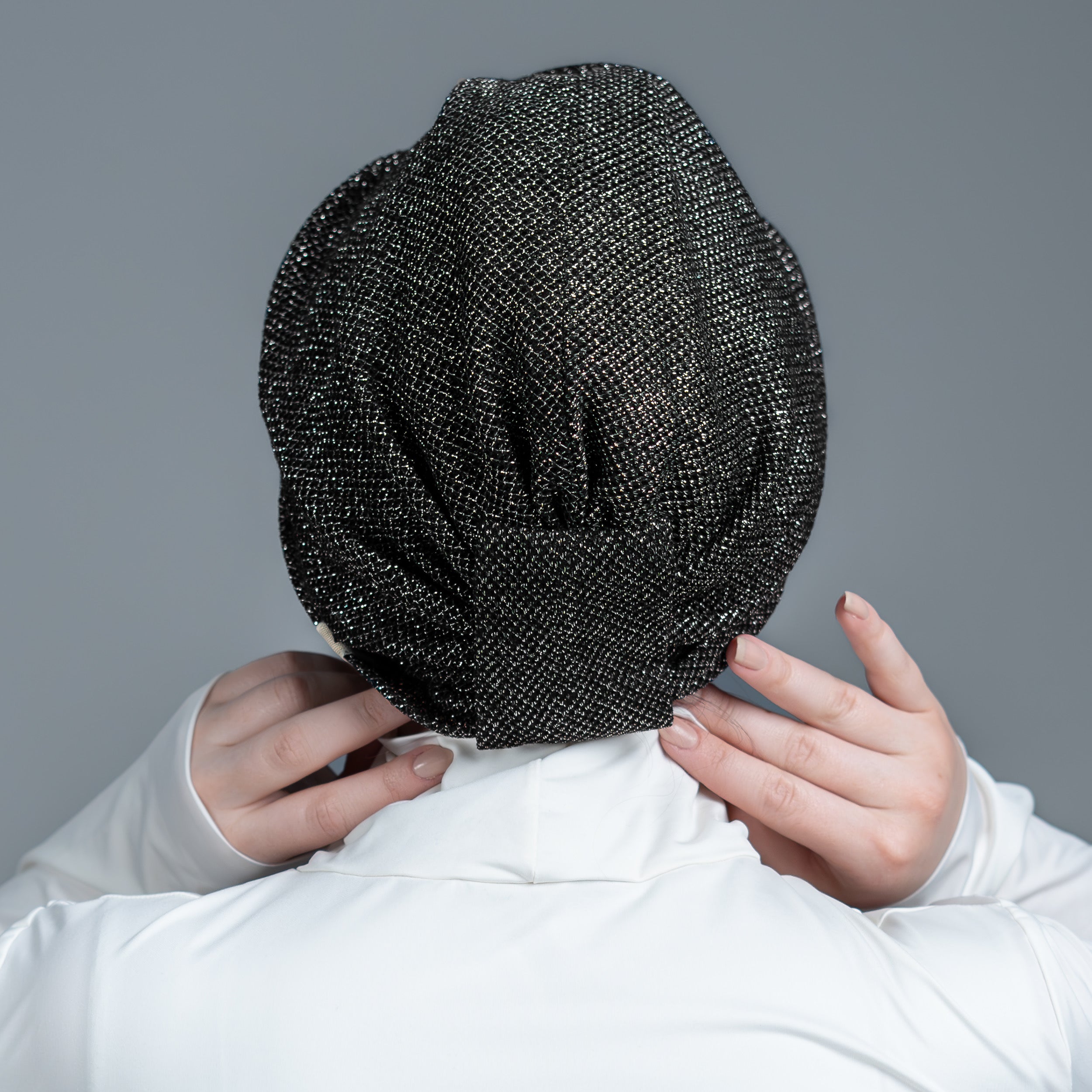 Honeycomb Burgulu Bone - Simli Örme Kumaş - Siyah Renk - BitterColors