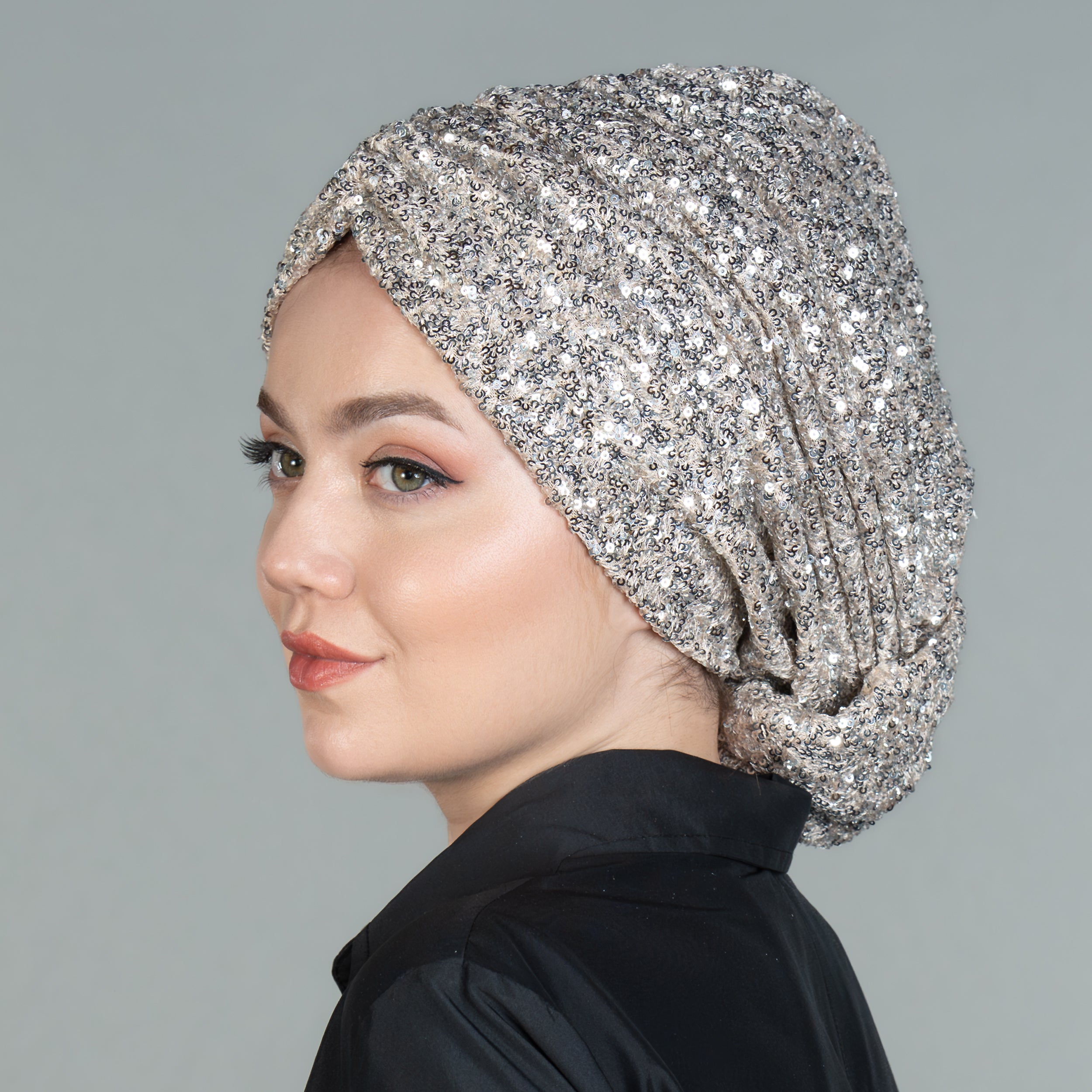 Beyrut Pul Payet Bone - Penye Astarlı - Kullanıma Hazır Bone - Siyah , Gold , Beyaz , Bordo , Lacivert - BitterColors