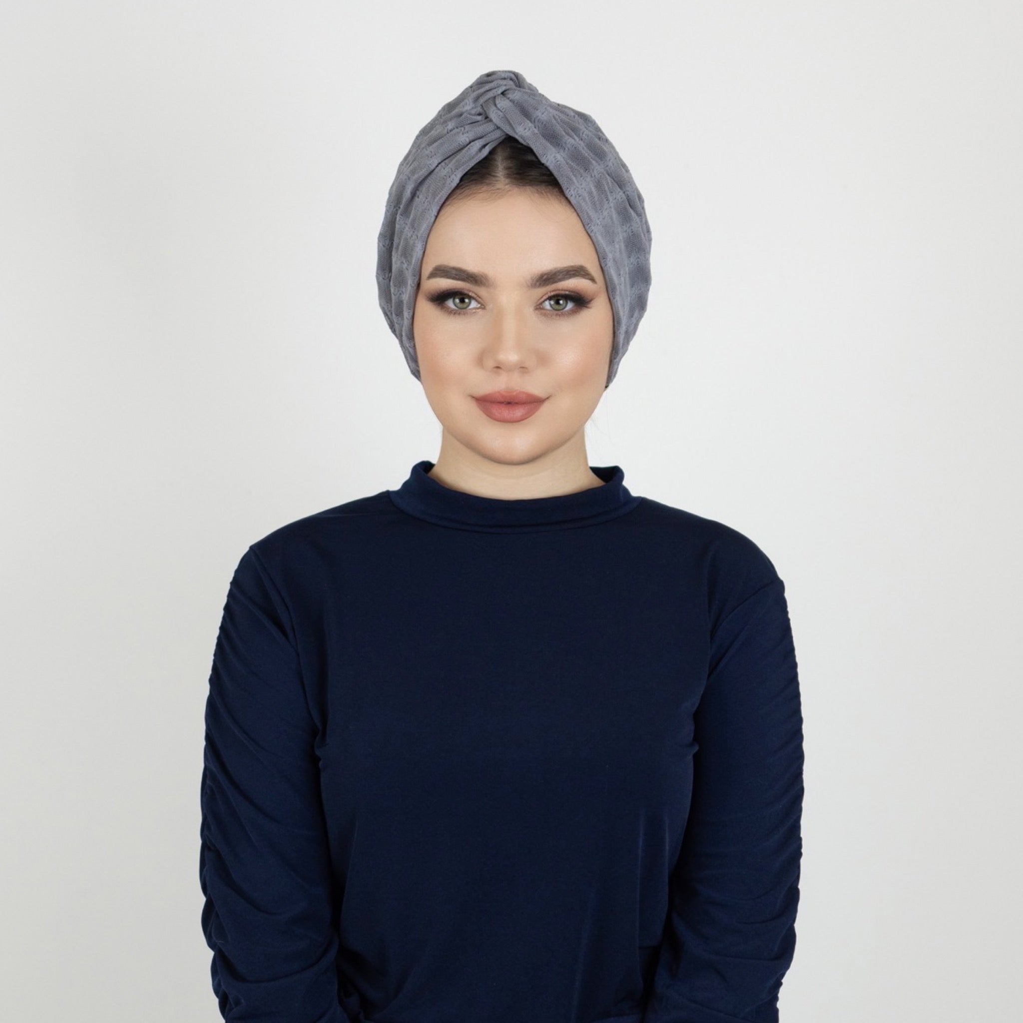 Betulle Çift Kat Tüllü Bone - Burgulu - Gri Renk - BitterColors