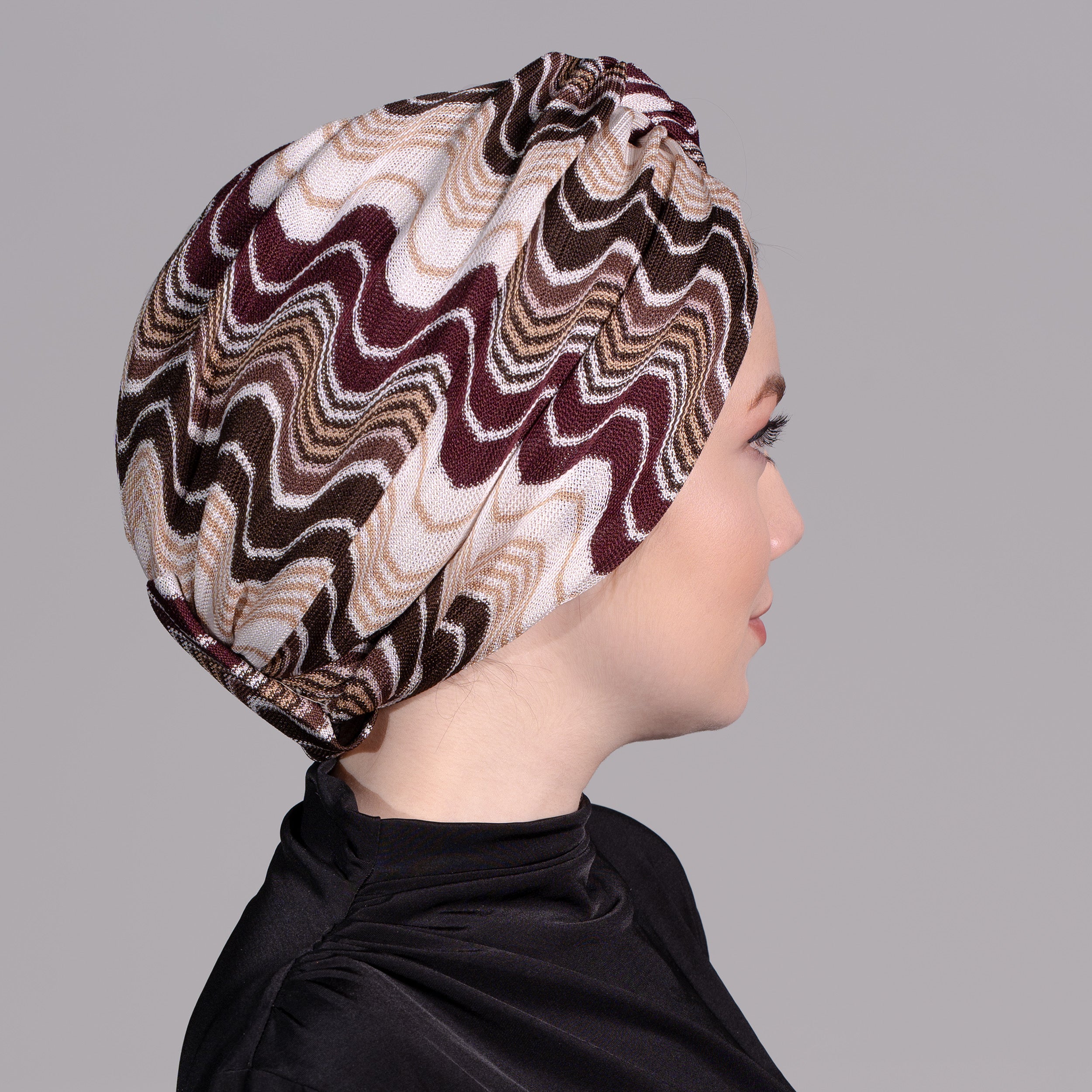 Dalgalı Desen Burgulu Bone - Esnek Triko Kumaş - Çok Renkli - Twisted Wavy Bone - BitterColors