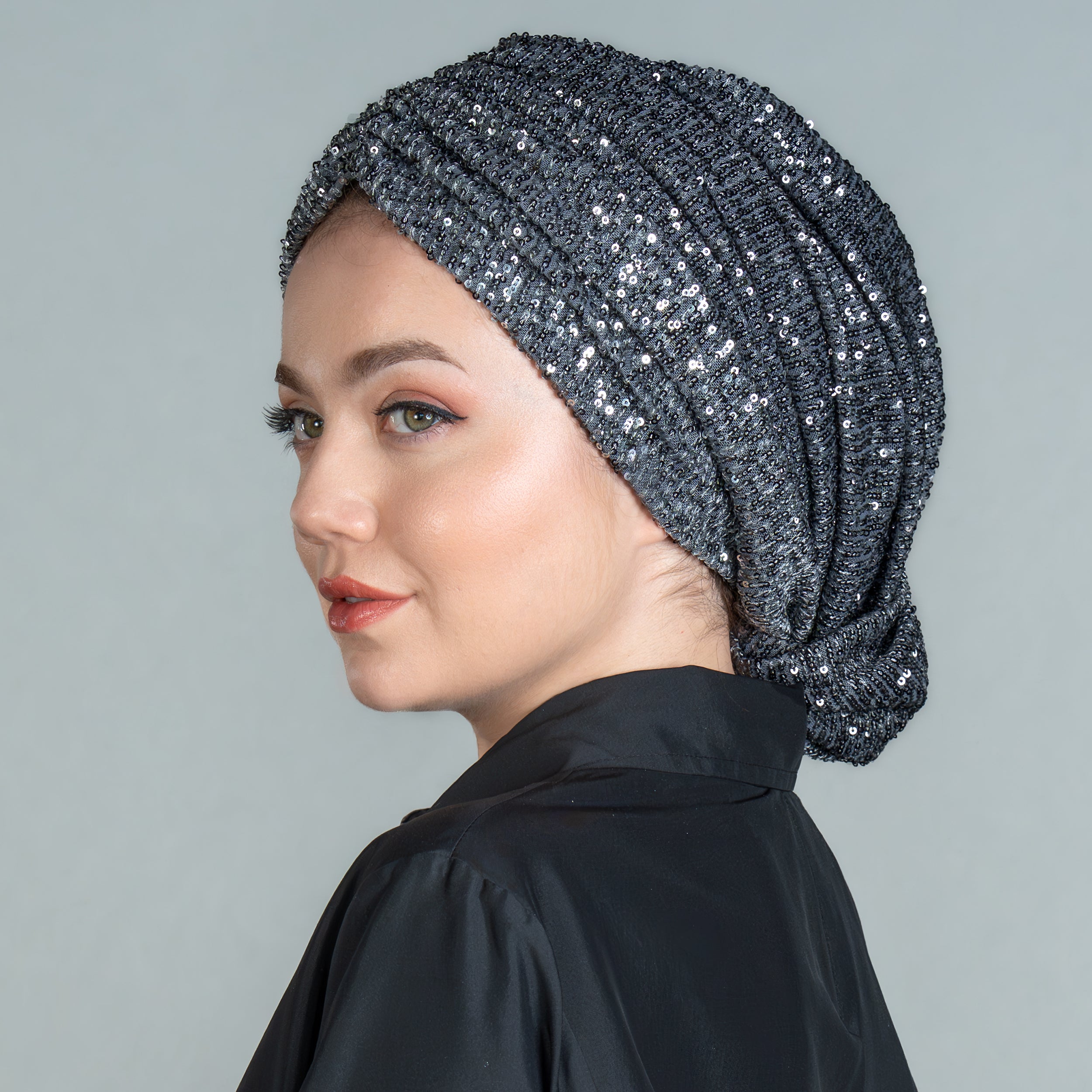 Beyrut Pul Payet Bone - Penye Astarlı - Kullanıma Hazır Bone - Siyah , Gold , Beyaz , Bordo , Lacivert - BitterColors