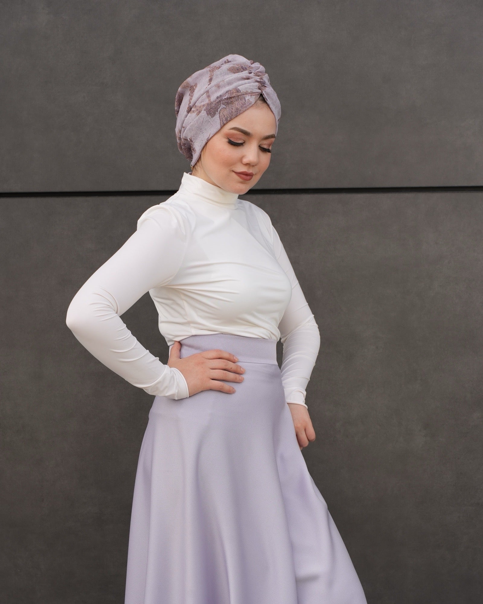 Bitter Keten Lila Renkli Bone - Büzgülü - Keten Kumaş - BitterColors