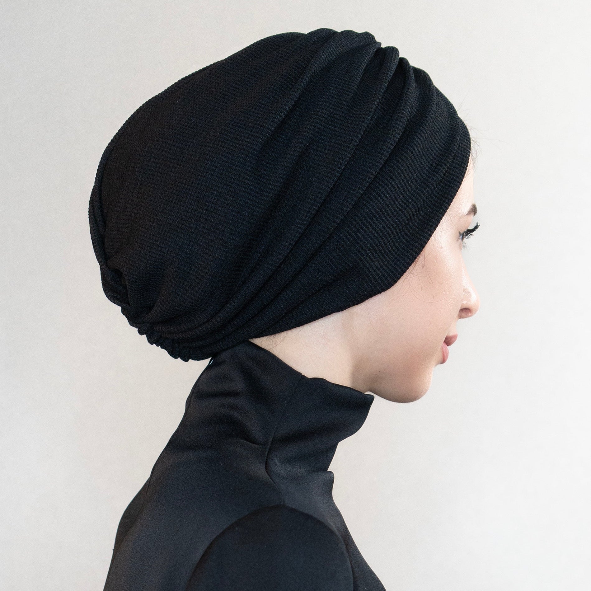 Bitter Comfy Siyah Büzgülü Bone - Esnek Triko Kumaş - BitterColors