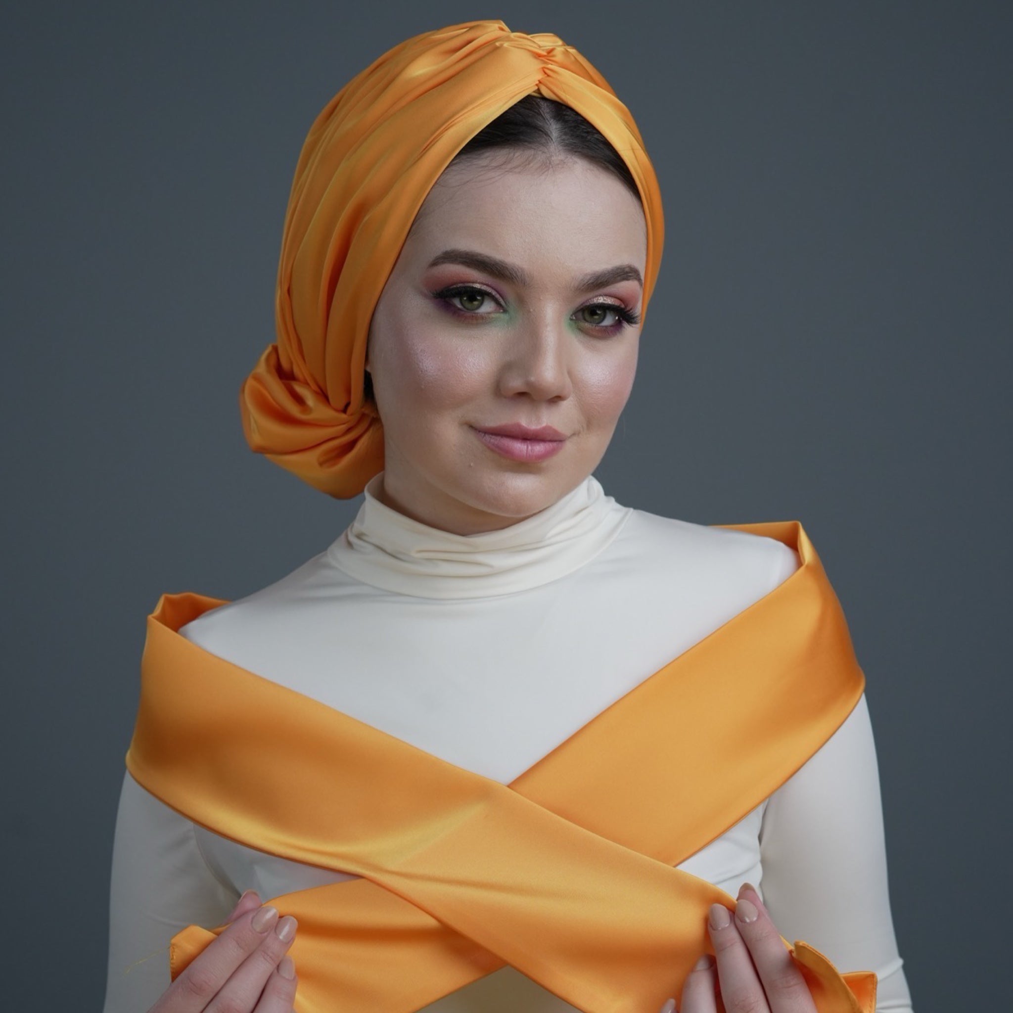 İpek Saten Fular - Boyun Atkısı - Şal - Bitter Colors