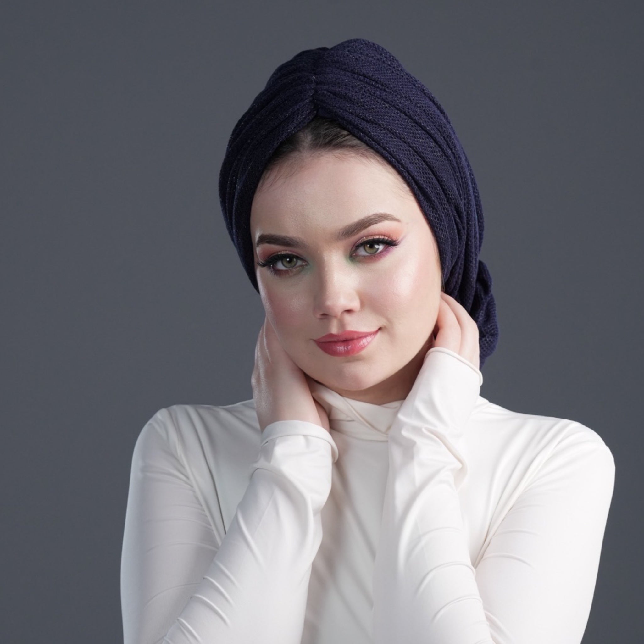 Beyrut Honeycomb Bone - Esnek Örme Kumaş - Yeşil, Lacivert Renk - BitterColors