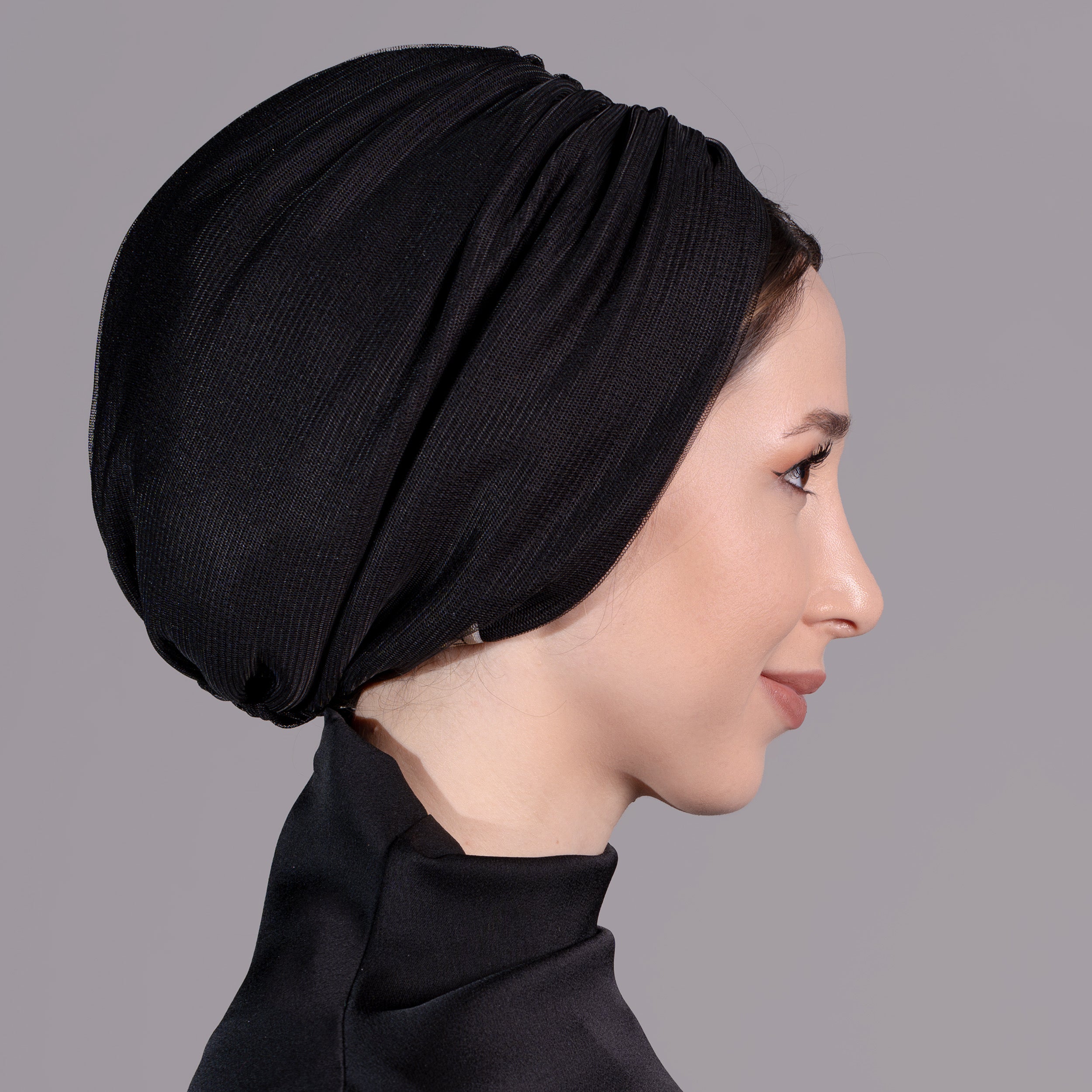 Büzgülü Üstü Tüllü Bone - Esnek Örme Kumaş - Siyah - Bitter Comfy Tulle - BitterColors