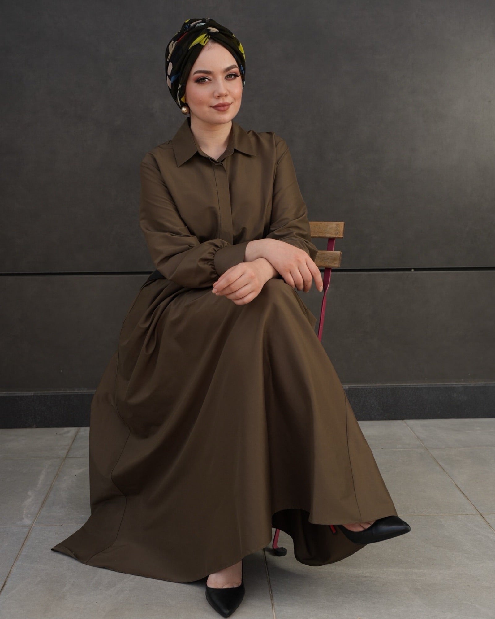 Bitter Flower Bone - Büzgülü - Çiçek Desenli - Çok Renkli - Esnek Tül Kumaş - BitterColors