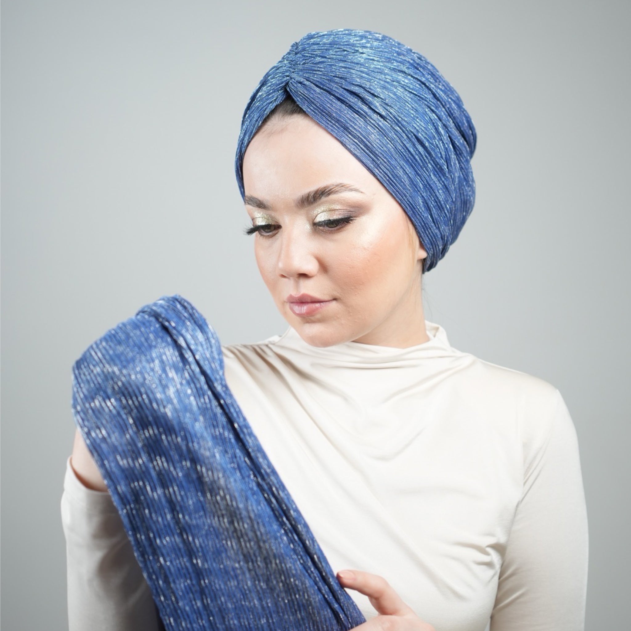 Glitter - Pırıltılı Fular - Kombinlenebilir - Hafif Esnek Kumaş - Su Yeşili - BitterColors