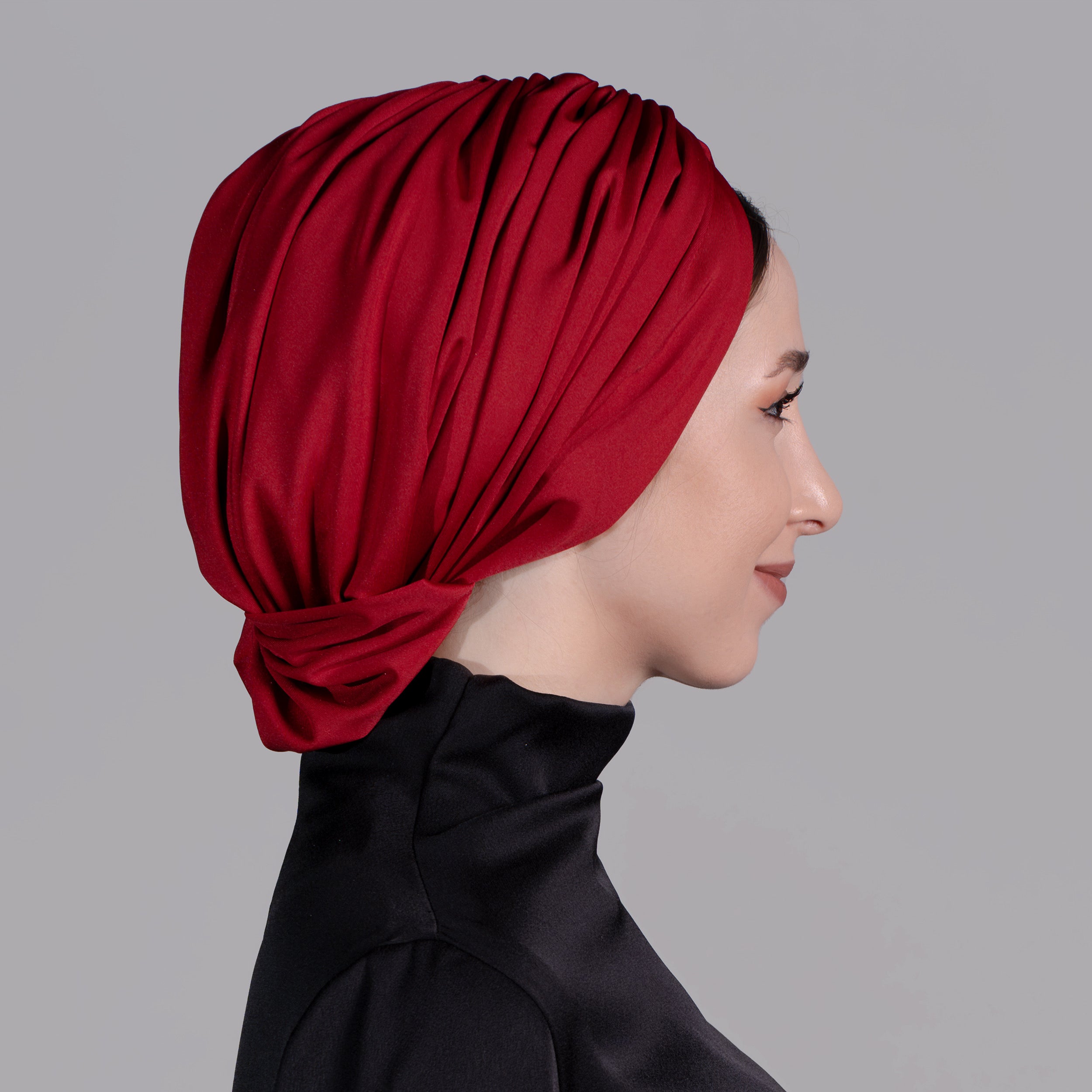 Esra Tokelli Penye Astarlı Büzgülü Bone - Jarse Kumaş - Kırmızı Renk - BitterColors