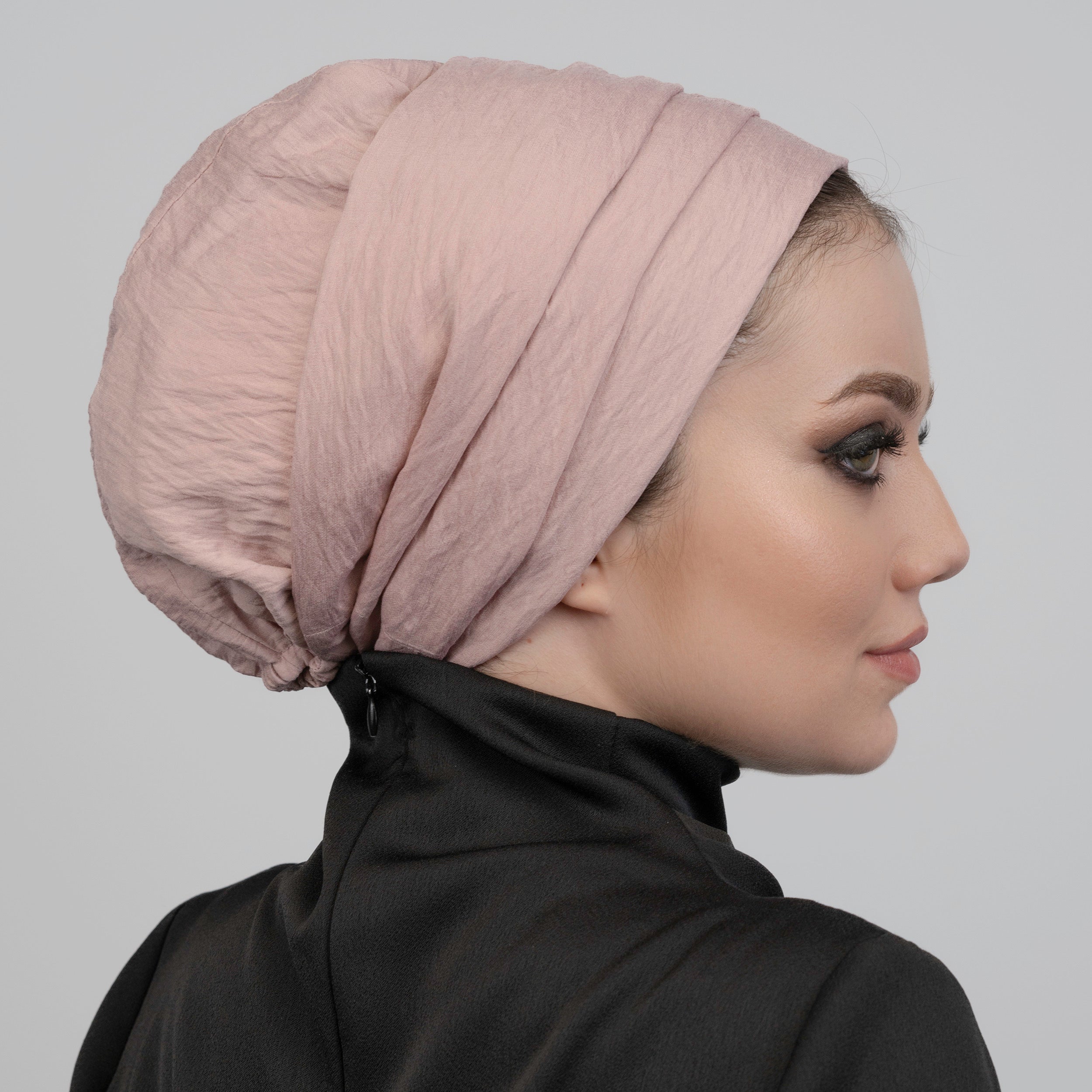 Bağlamalı Bone - İpek/Keten Kumaş - Bej Rengi - Dubai Keten Bone - BitterColors