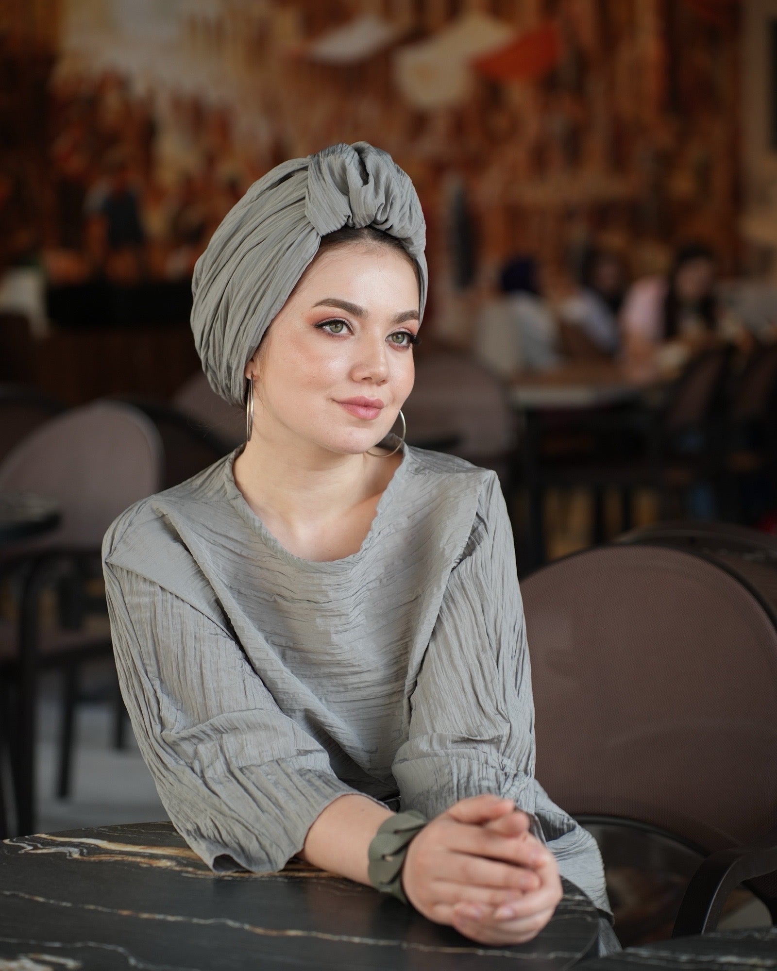 Beyrut Krinkıl Bone - Penye Astarlı - Kullanıma Hazır - Gri Renkli - BitterColors