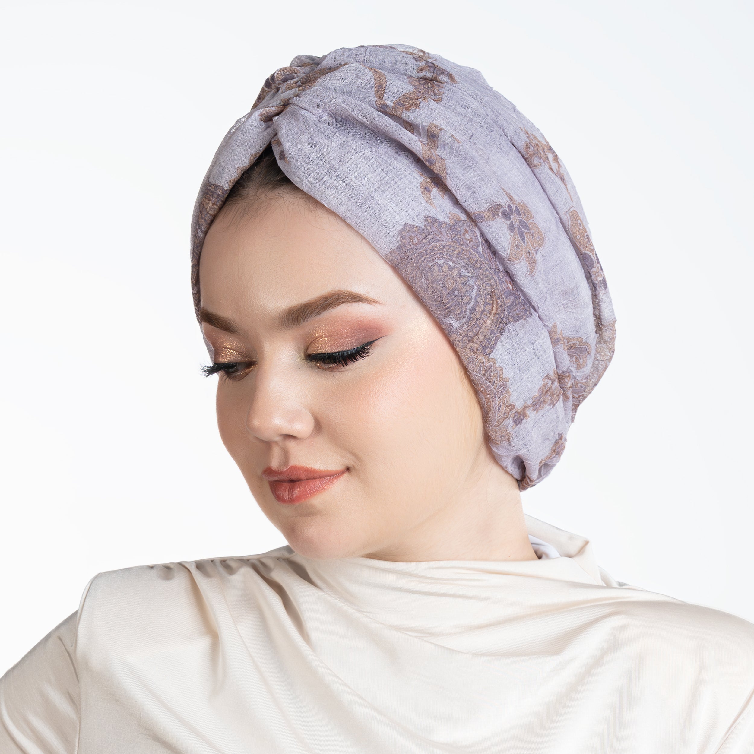 Bitter Keten Lila Renkli Bone - Büzgülü - Keten Kumaş - BitterColors