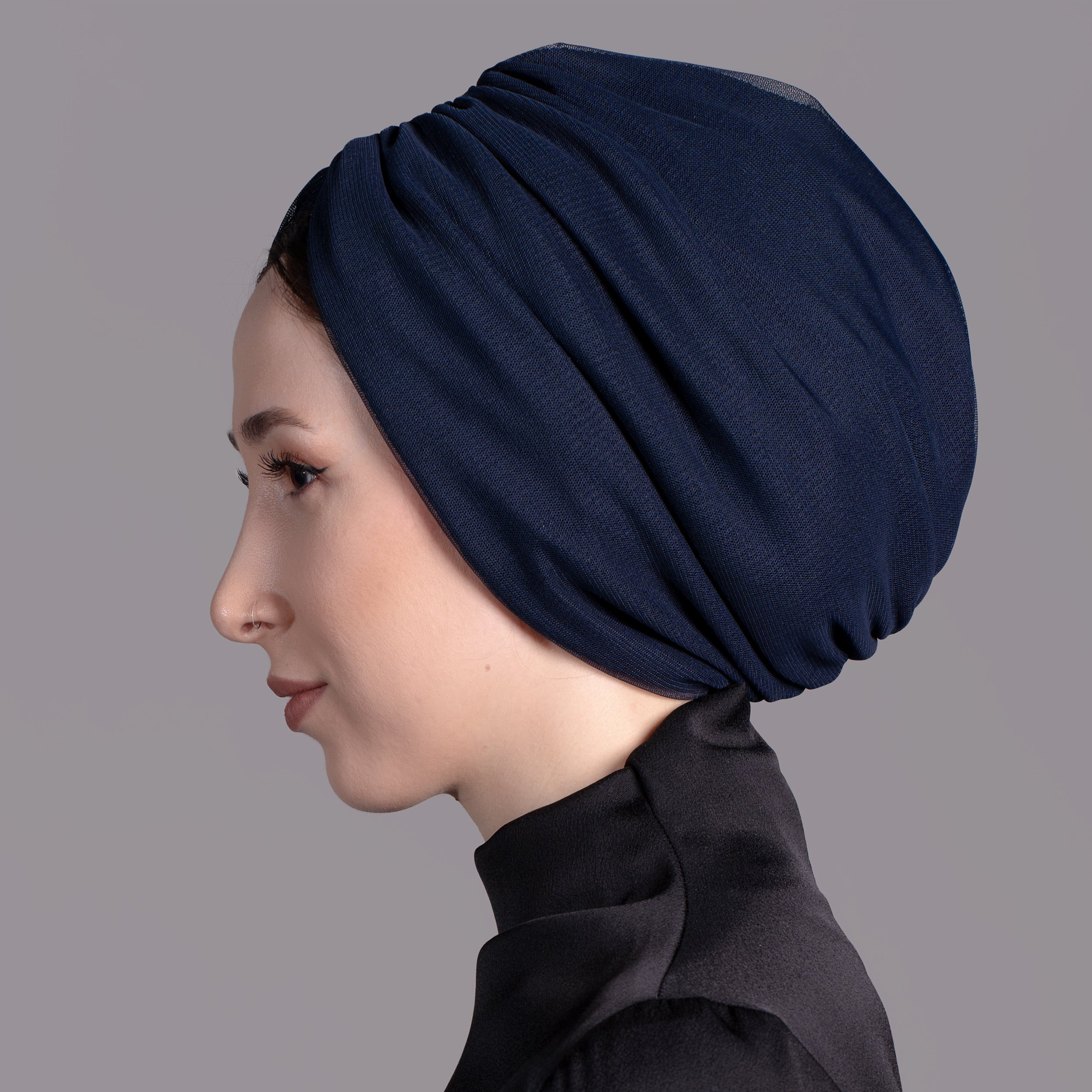 Büzgülü Üstü Tüllü Bone - Esnek Örme Kumaş - Siyah - Bitter Comfy Tulle - BitterColors