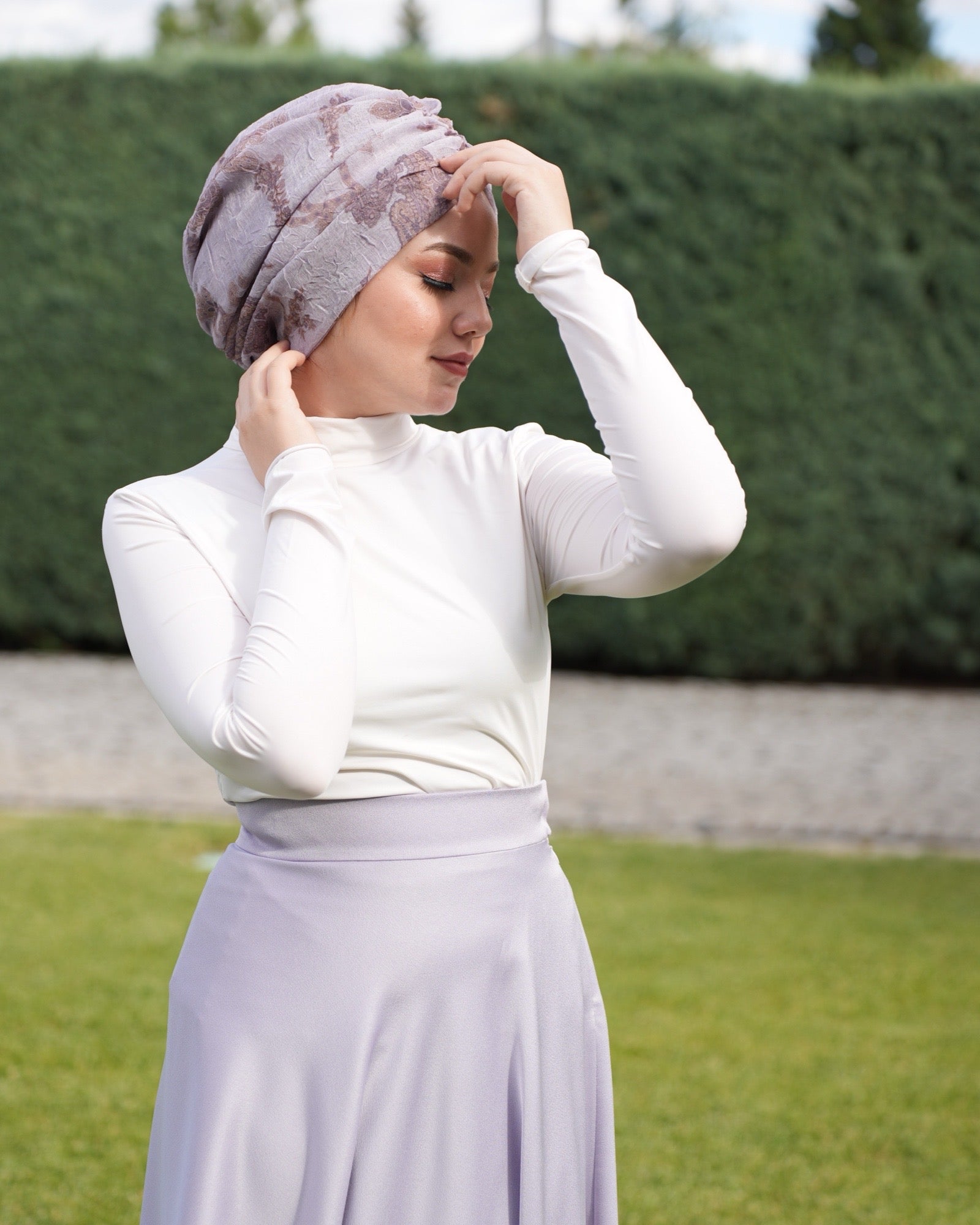 Bitter Keten Lila Renkli Bone - Büzgülü - Keten Kumaş - BitterColors