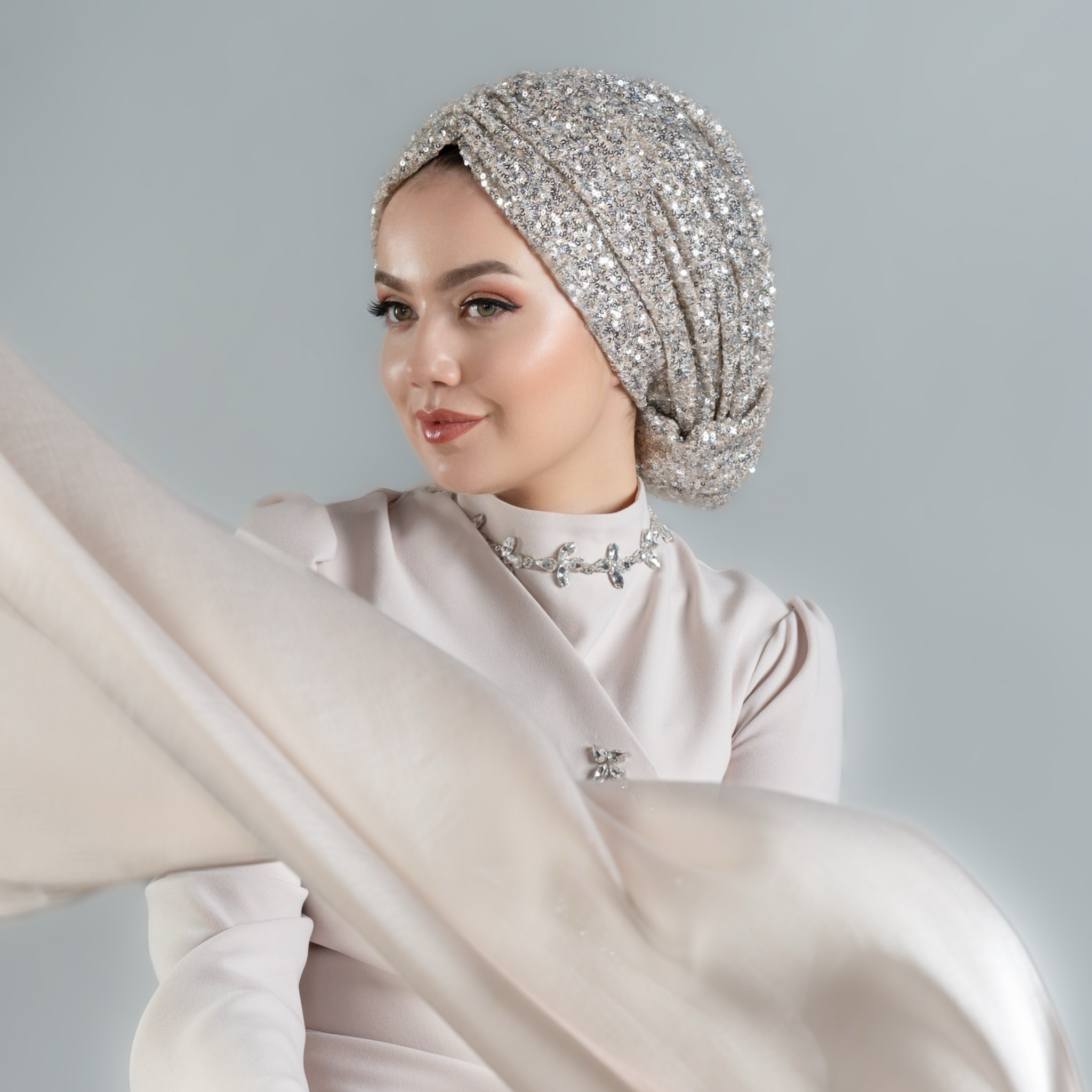 Beyrut Pul Payet Bone - Penye Astarlı - Kullanıma Hazır Bone - Siyah , Gold , Beyaz , Bordo , Lacivert - BitterColors