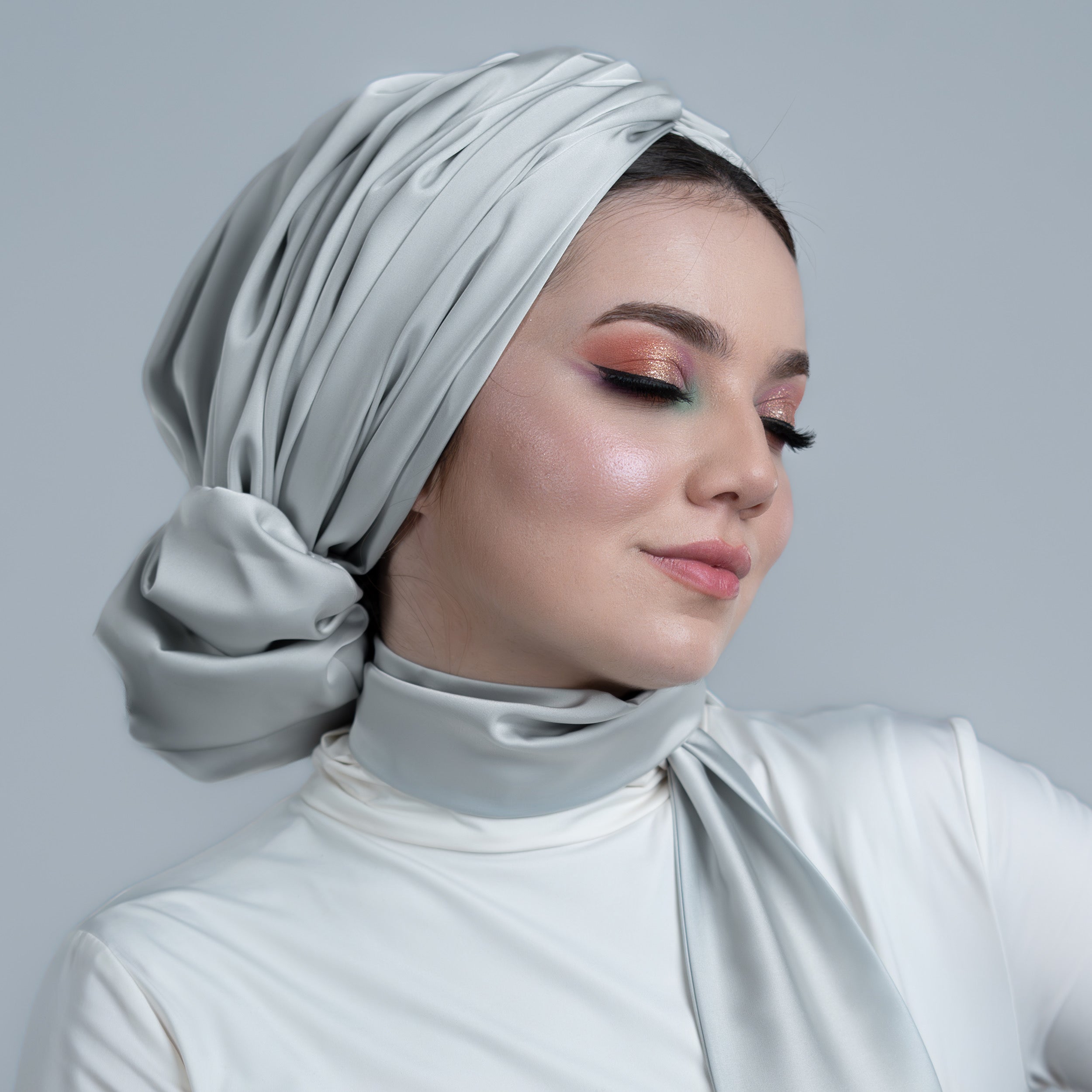 İpek Saten Fular - Boyun Atkısı - Şal - Bitter Colors