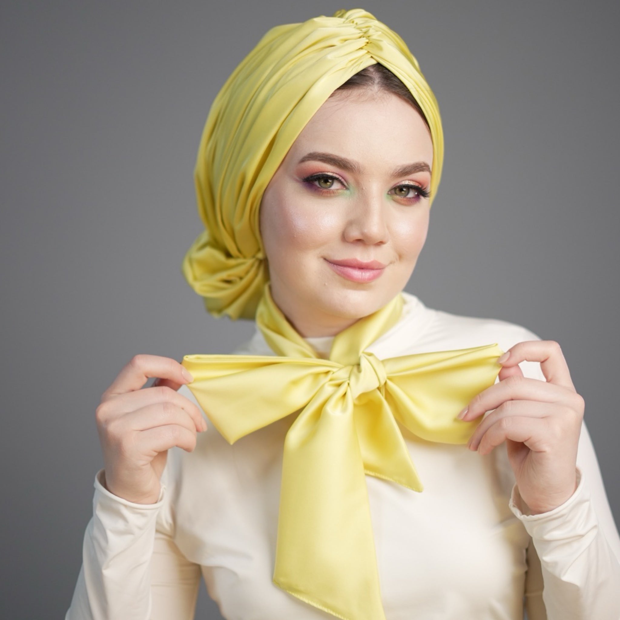 İpek Saten Fular - Boyun Atkısı - Şal - Bitter Colors