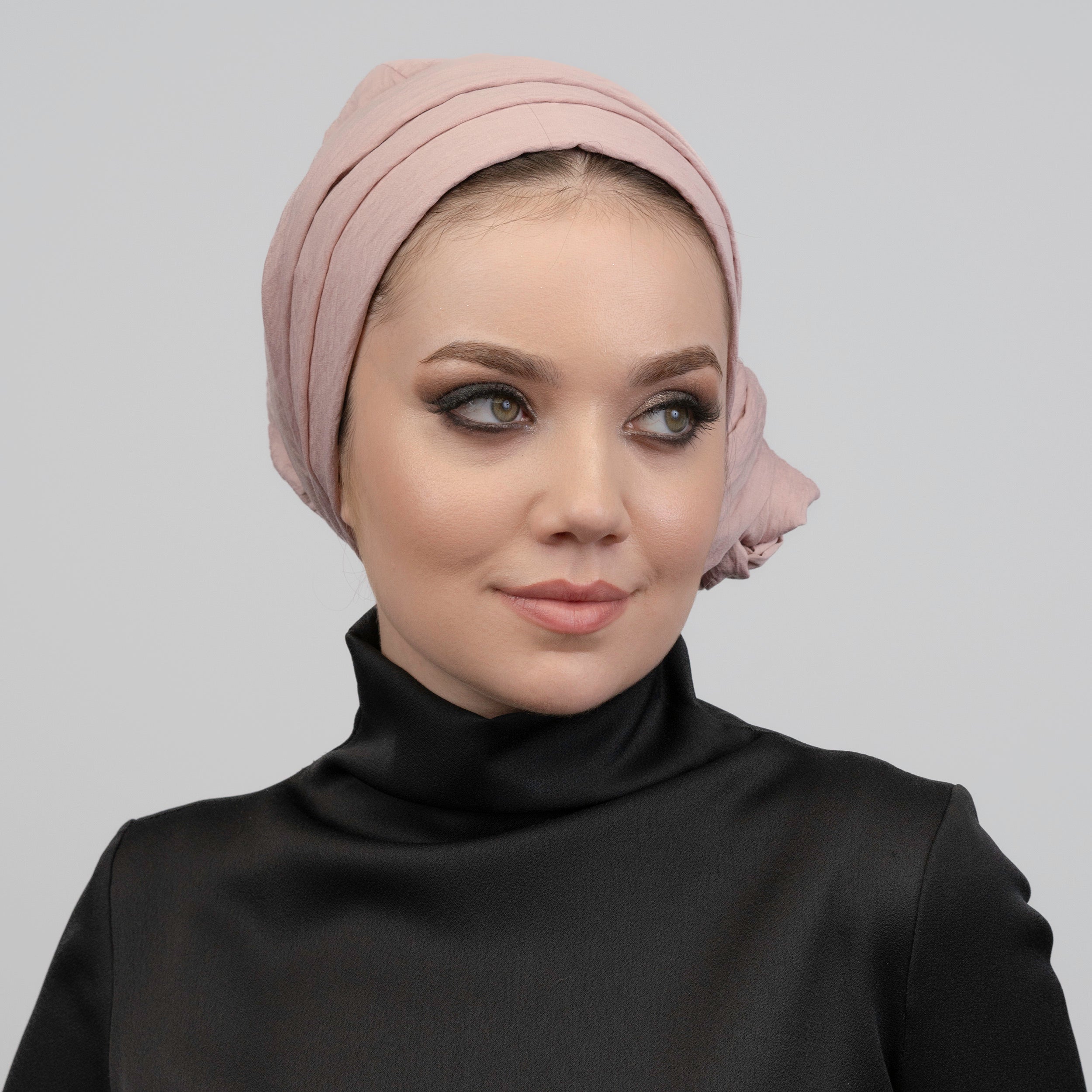 Bağlamalı Bone - İpek/Keten Kumaş - Bej Rengi - Dubai Keten Bone - BitterColors