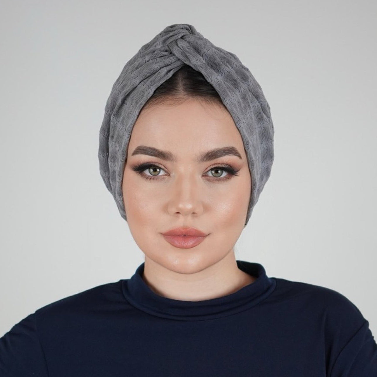 Betulle Çift Kat Tüllü Bone - Burgulu - Gri Renk - BitterColors