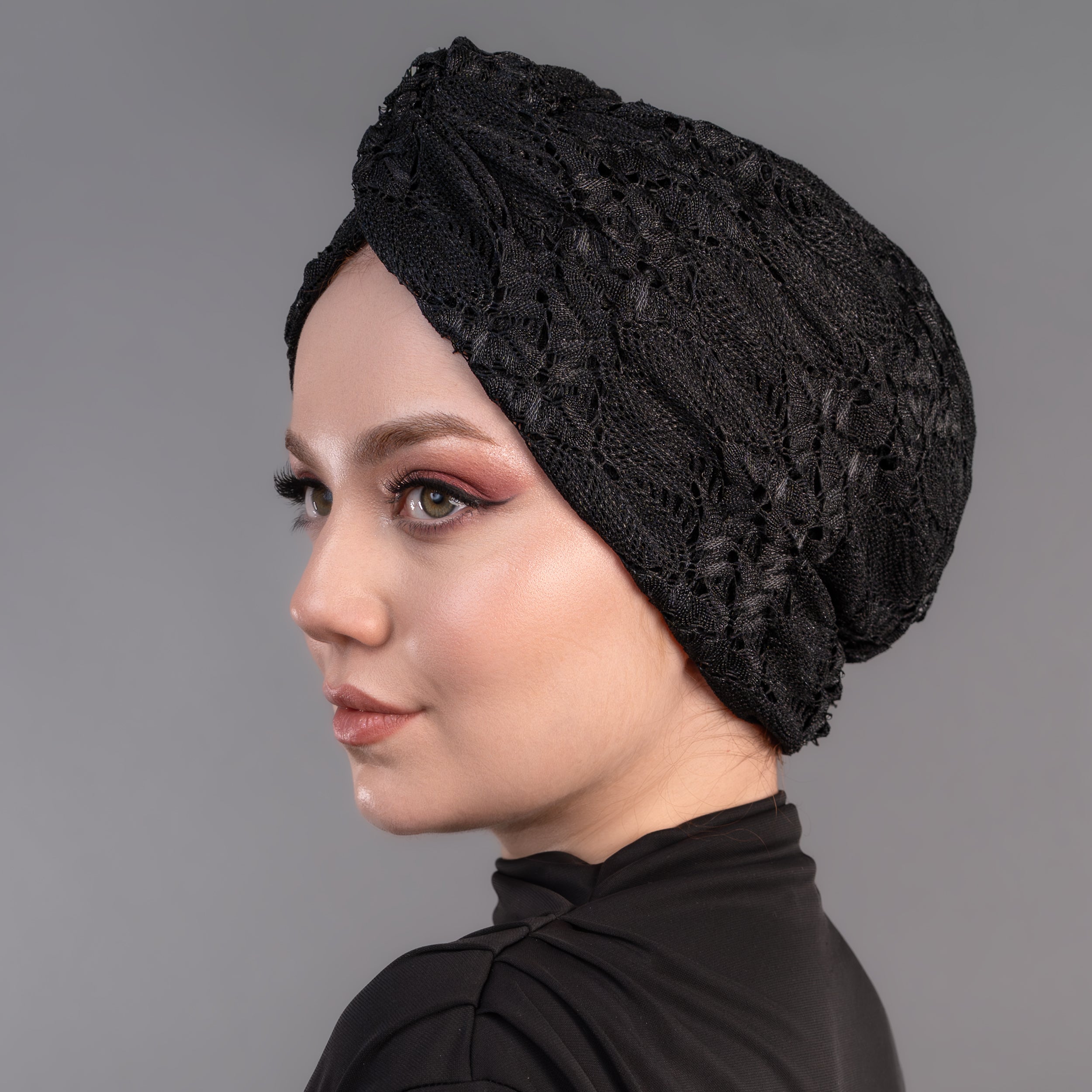 Aura X Burgulu Bone - Esnek Triko Kumaş - Siyah Renkli - BitterColors