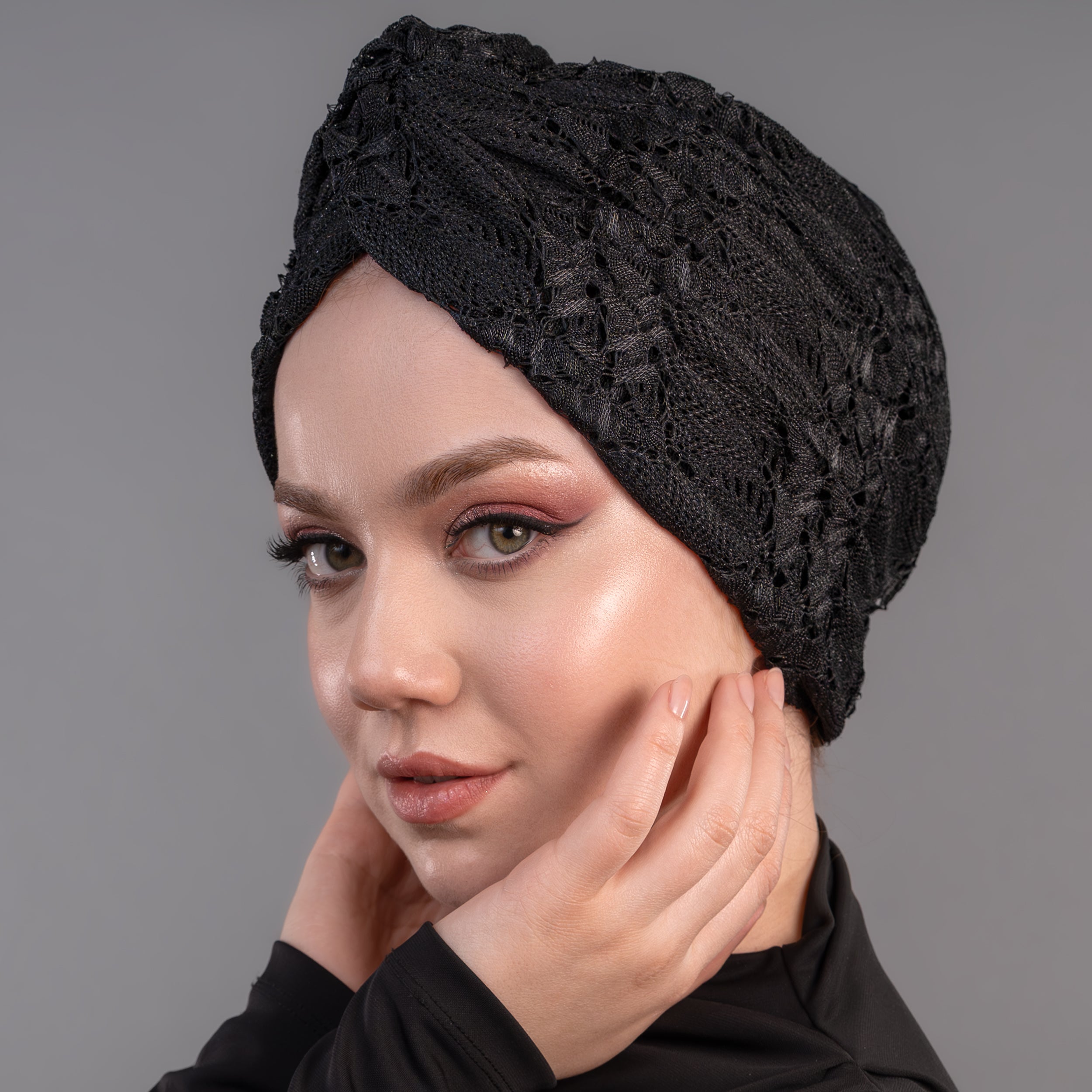 Aura X Burgulu Bone - Esnek Triko Kumaş - Siyah Renkli - BitterColors