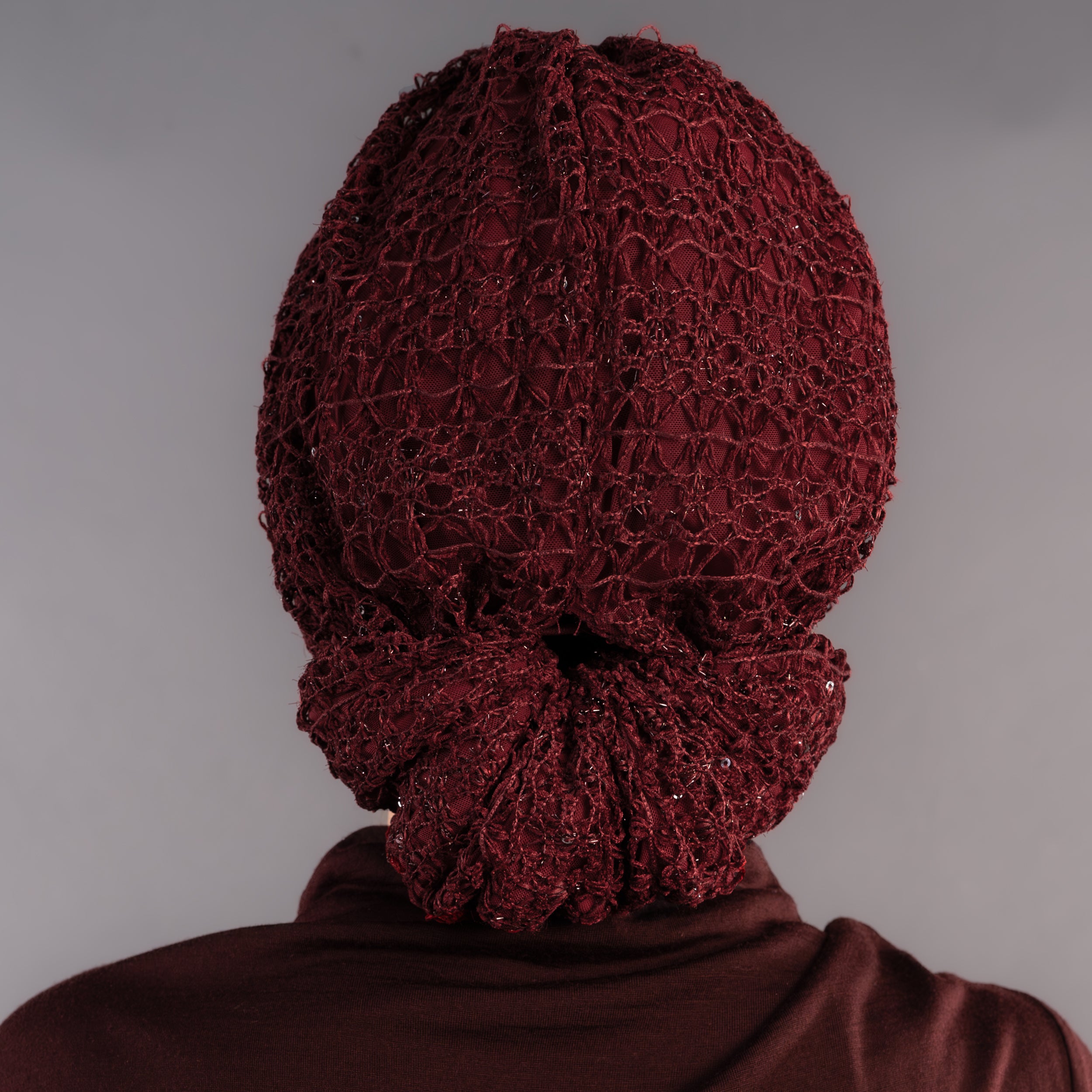 Beyrut Simli Dantel Bone - Penye Astarlı - Kullanıma Hazır Bone - Bordo Renkli - Acı Kahve - BitterColors