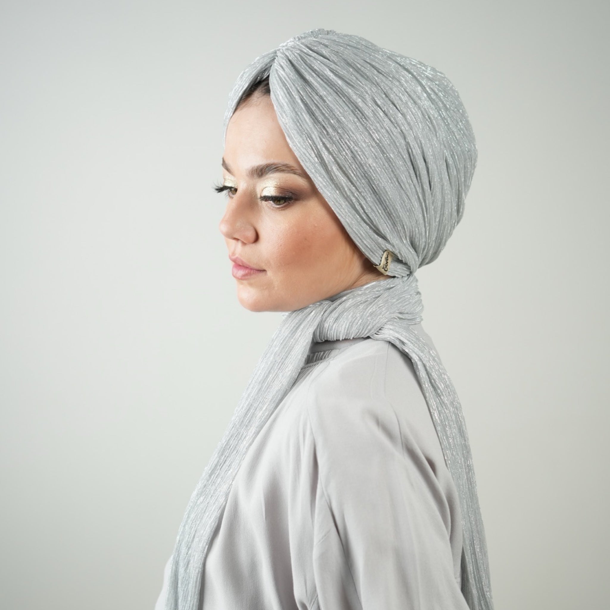 Glitter - Pırıltılı Fular - Kombinlenebilir - Hafif Esnek Kumaş - Su Yeşili - BitterColors