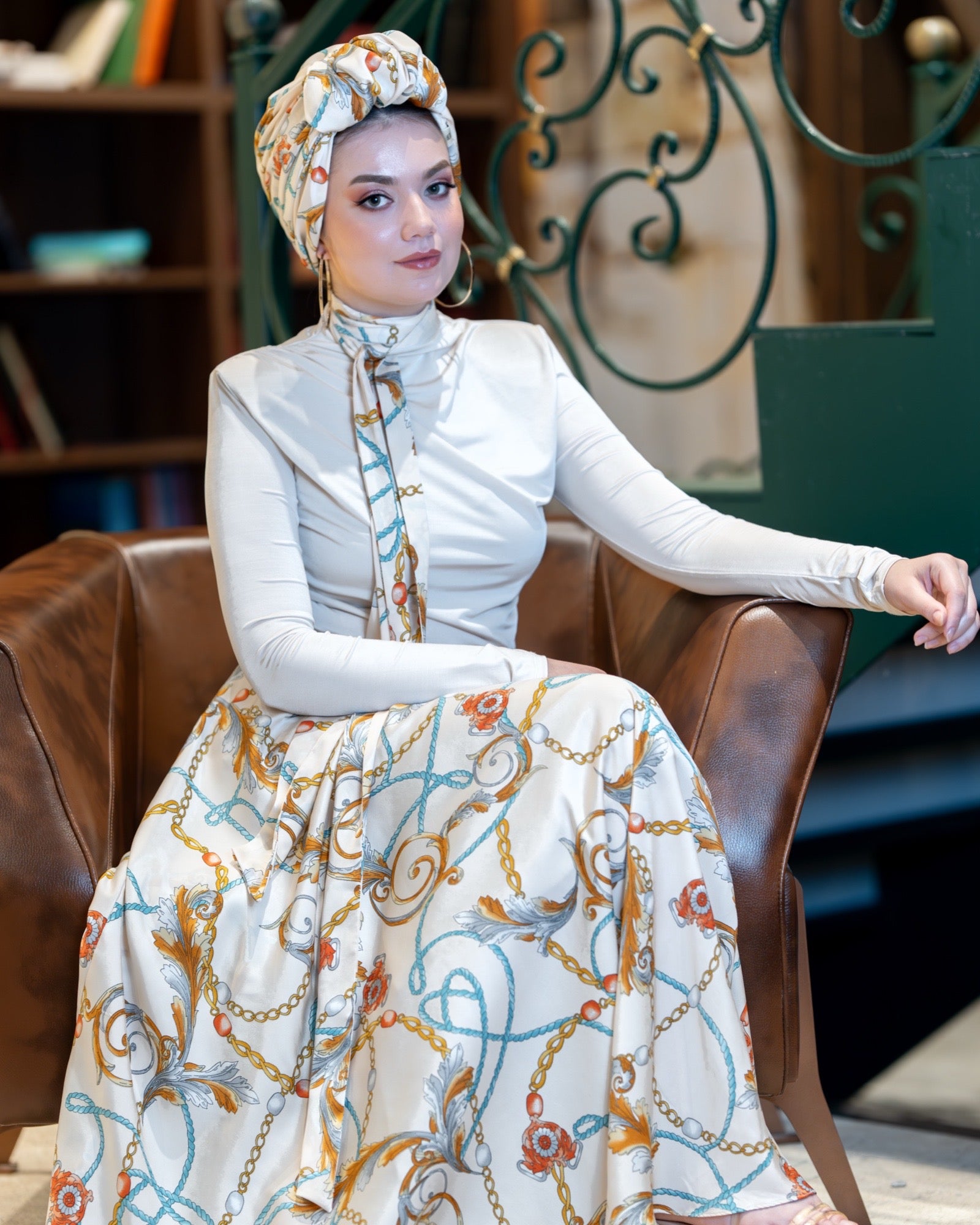 Beyrut Zincir Desenli Bone - Penye Astarlı - Kullanıma Hazır - Çok Renkli - BitterColors