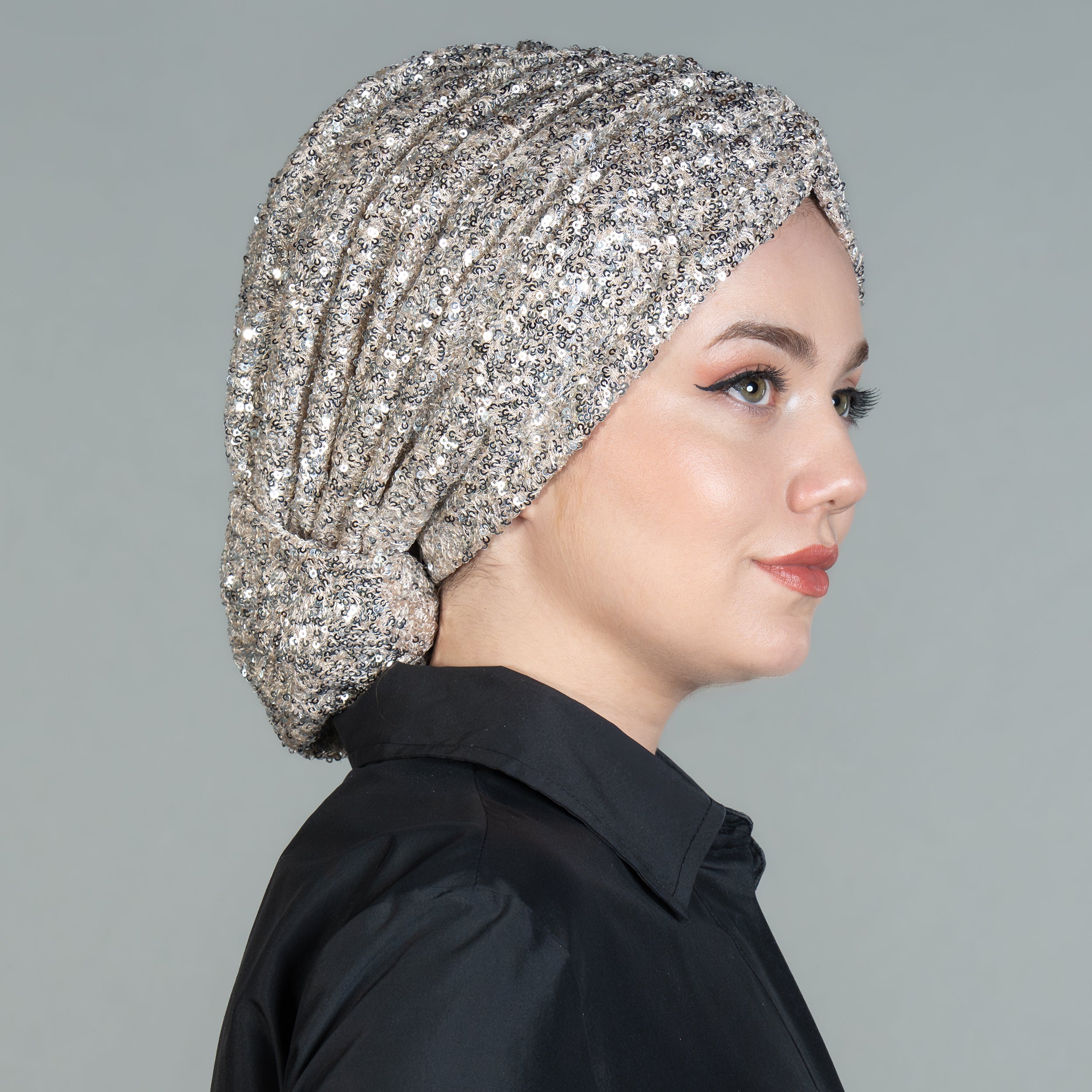 Beyrut Pul Payet Bone - Penye Astarlı - Kullanıma Hazır Bone - Siyah , Gold , Beyaz , Bordo , Lacivert - BitterColors