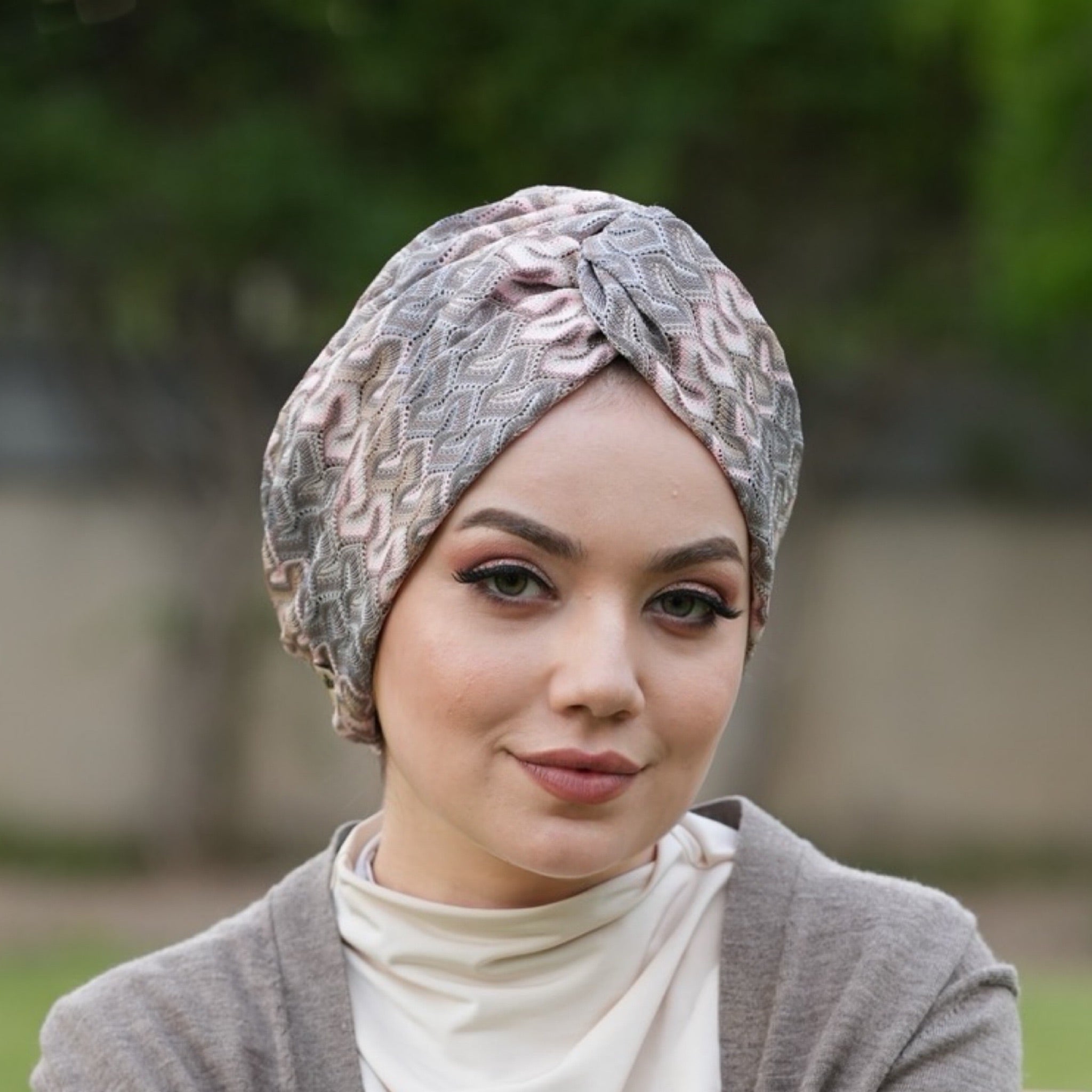 Twisted Nova Pink - Burgulu - Pembe, Gri, Vizon Renkli - Triko Kumaş - BitterColors