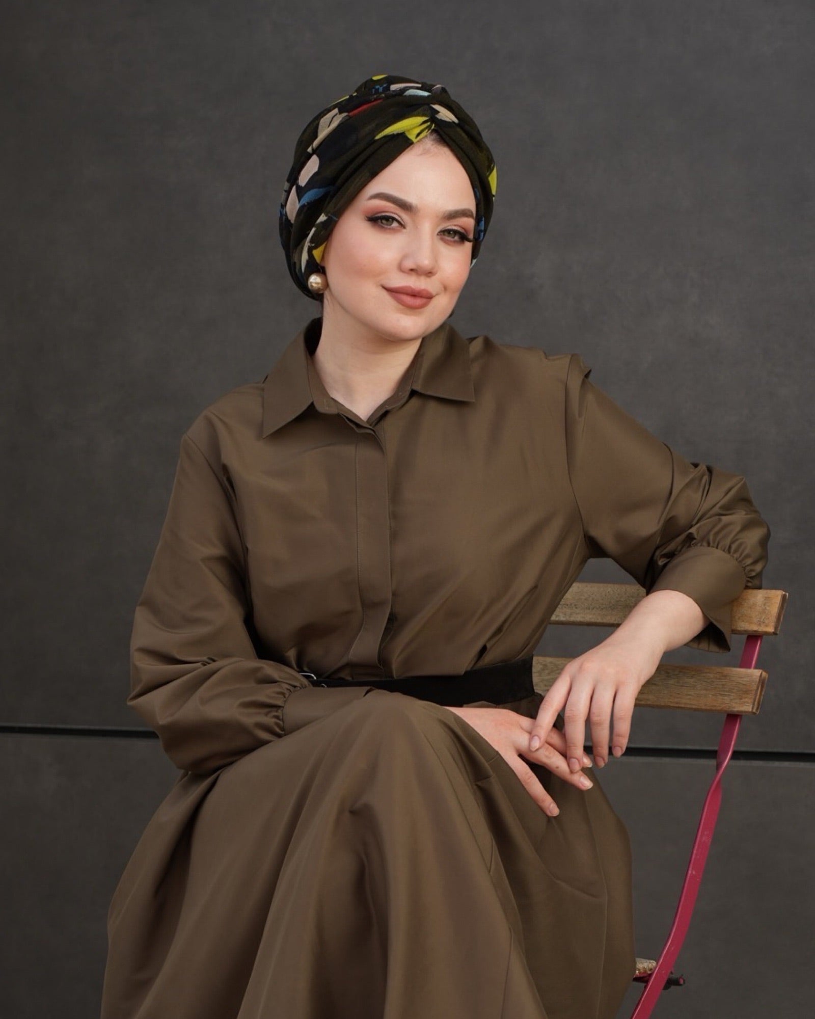 Bitter Flower Bone - Büzgülü - Çiçek Desenli - Çok Renkli - Esnek Tül Kumaş - BitterColors