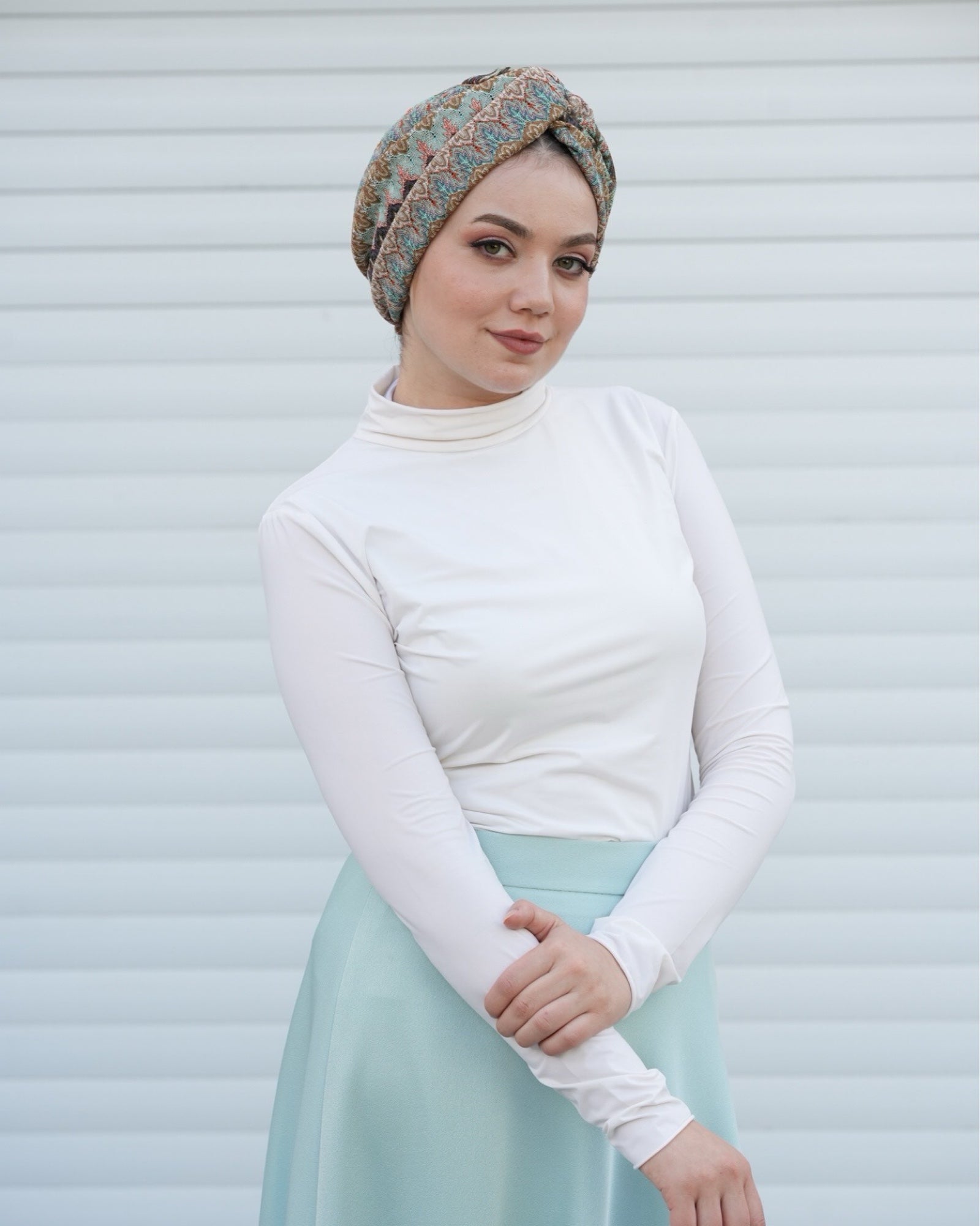 Twisted Nova Mint - Burgulu - Çok Renkli - Triko Kumaş - BitterColors