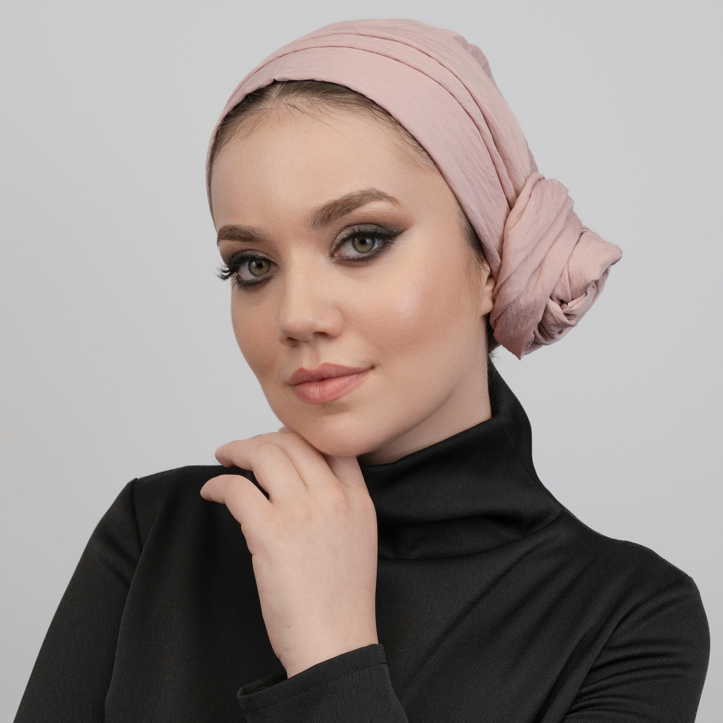 Bağlamalı Bone - İpek/Keten Kumaş - Bej Rengi - Dubai Keten Bone - BitterColors