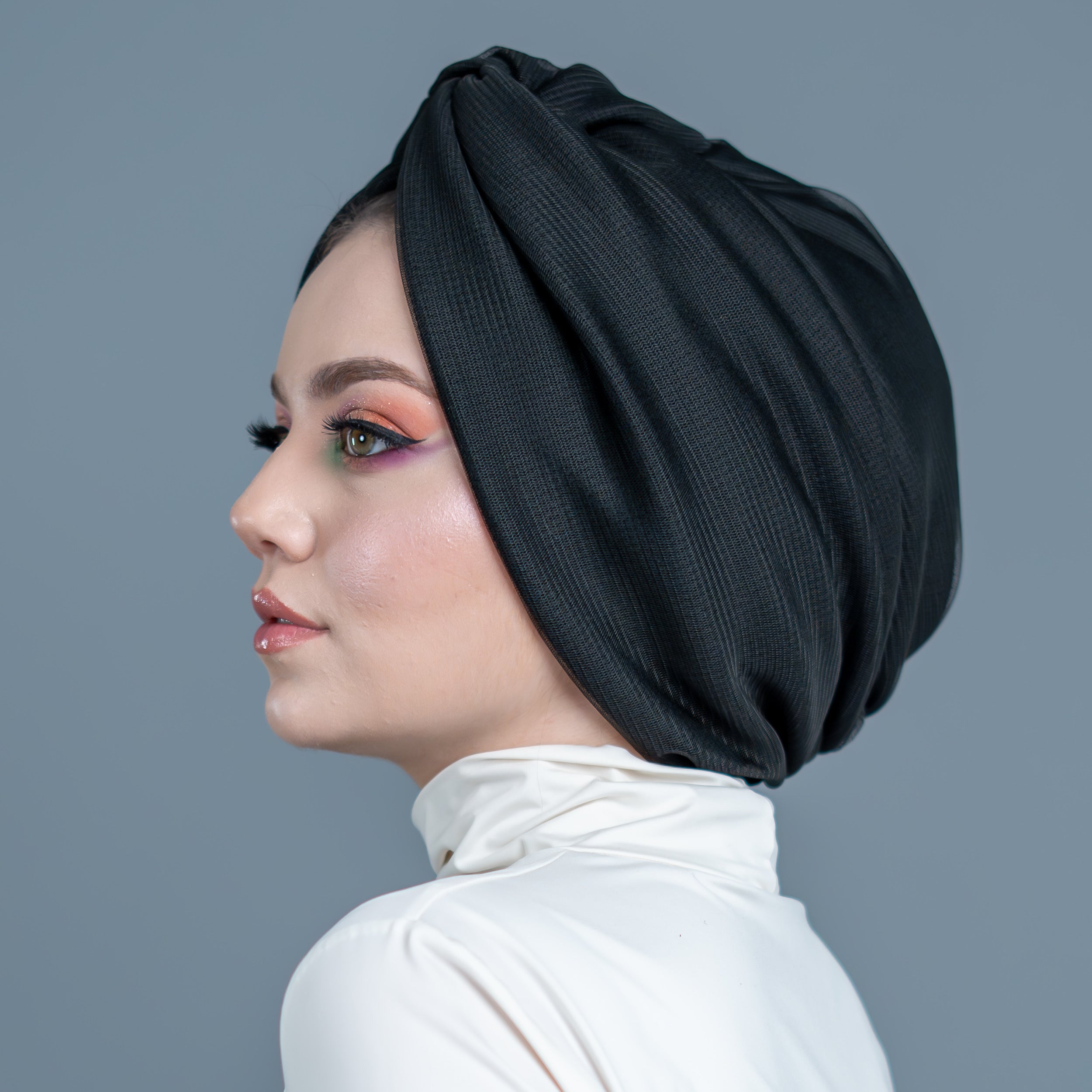 Burgulu Dışı Tüllü Bone - Çift Taraflı Kullanım - Esnek Örme Kumaş - Siyah - Comfy Tulle X Bone - BitterColors