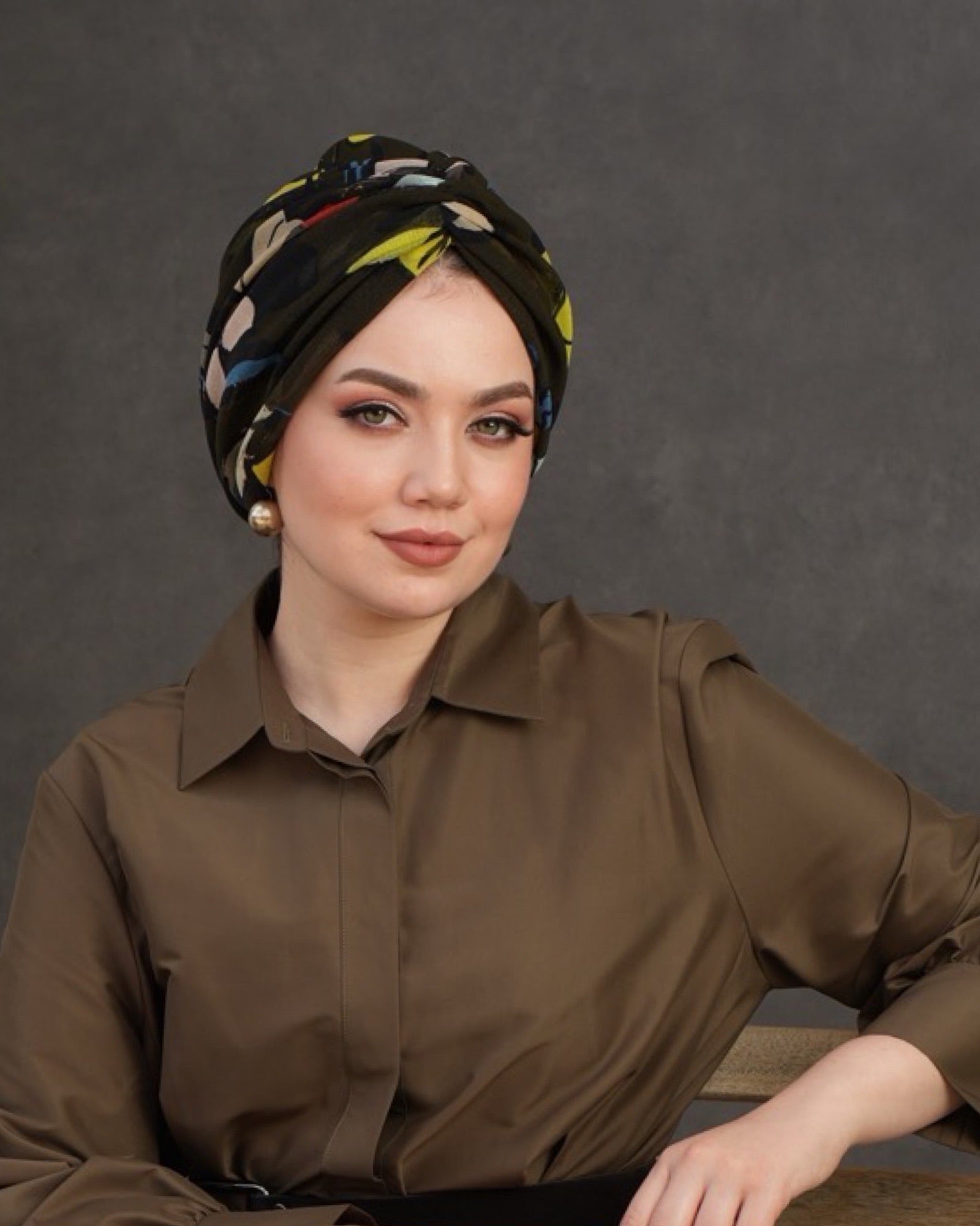 Bitter Flower Bone - Büzgülü - Çiçek Desenli - Çok Renkli - Esnek Tül Kumaş - BitterColors