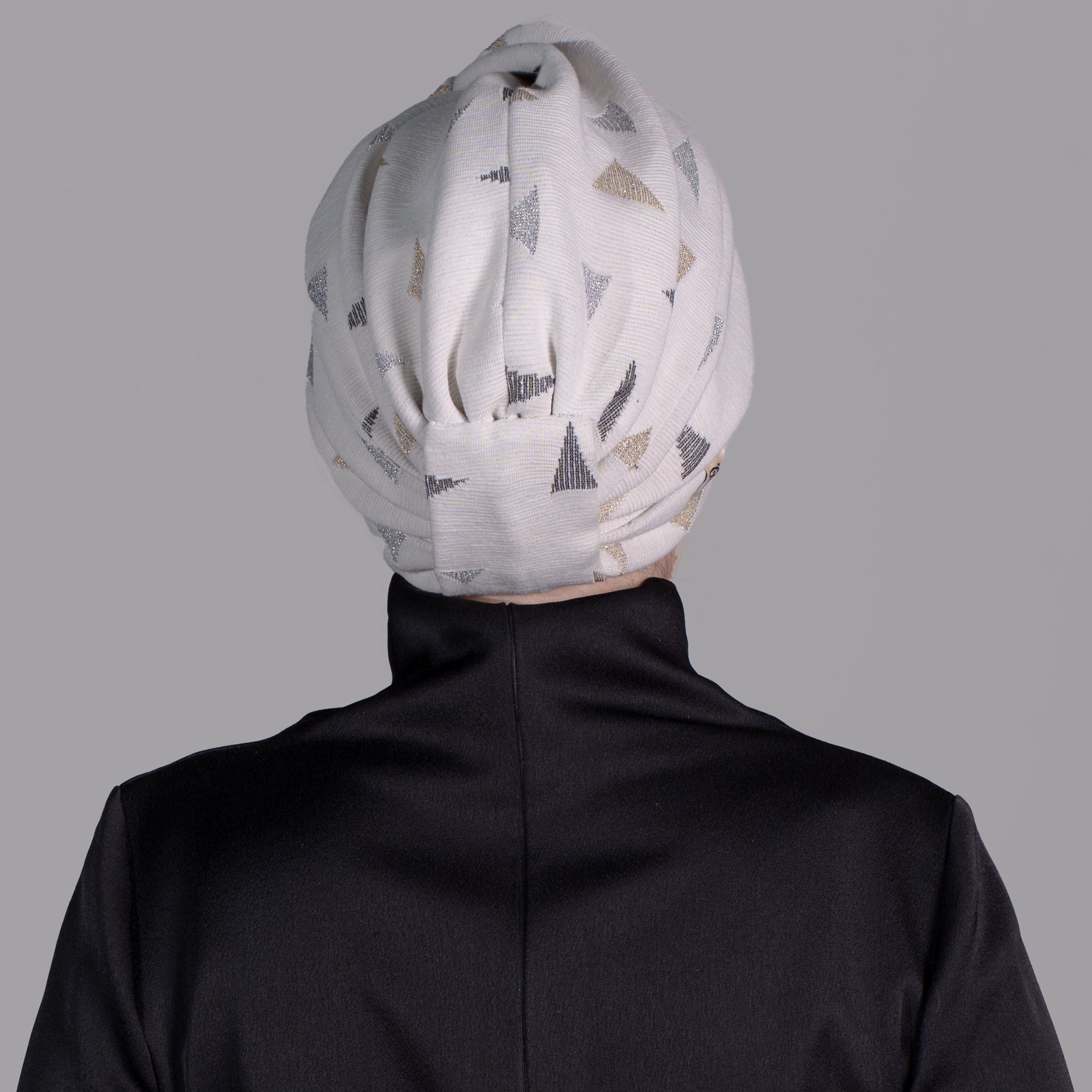 Piramit Burgulu Bone - Çift Taraflı -  Esnek Örme Kumaş - Krem Rengi - BitterColors