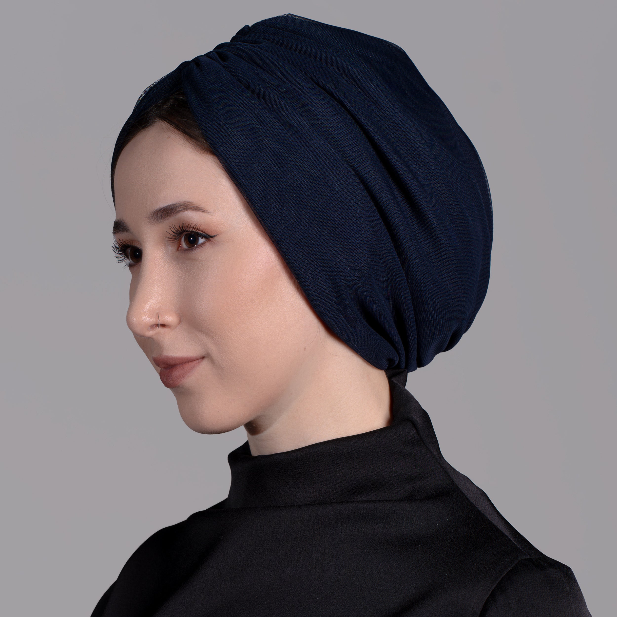 Büzgülü Üstü Tüllü Bone - Esnek Örme Kumaş - Siyah - Bitter Comfy Tulle - BitterColors