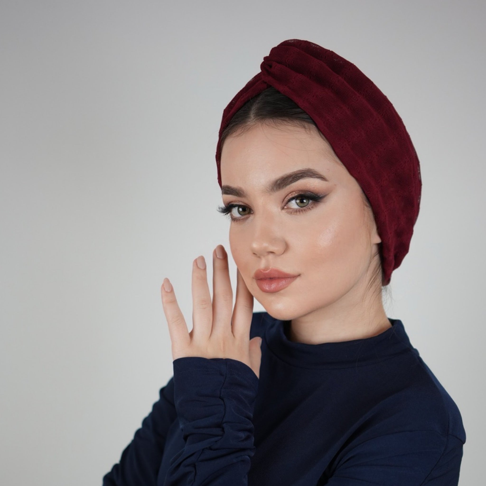 Twisted Betulle Burgulu Bone - Esnek Tül Kumaş - Bordo - BitterColors