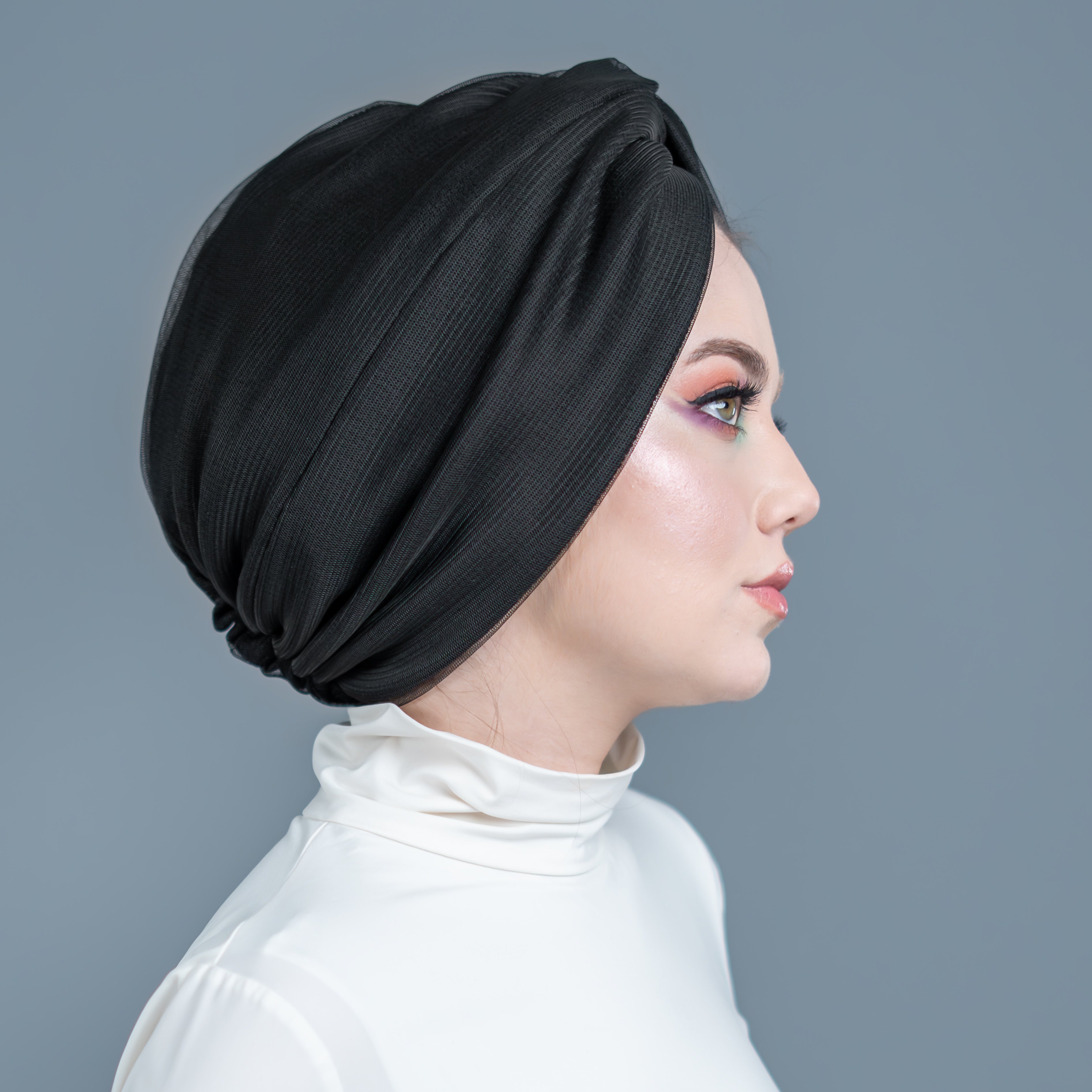 Burgulu Dışı Tüllü Bone - Çift Taraflı Kullanım - Esnek Örme Kumaş - Siyah - Comfy Tulle X Bone - BitterColors