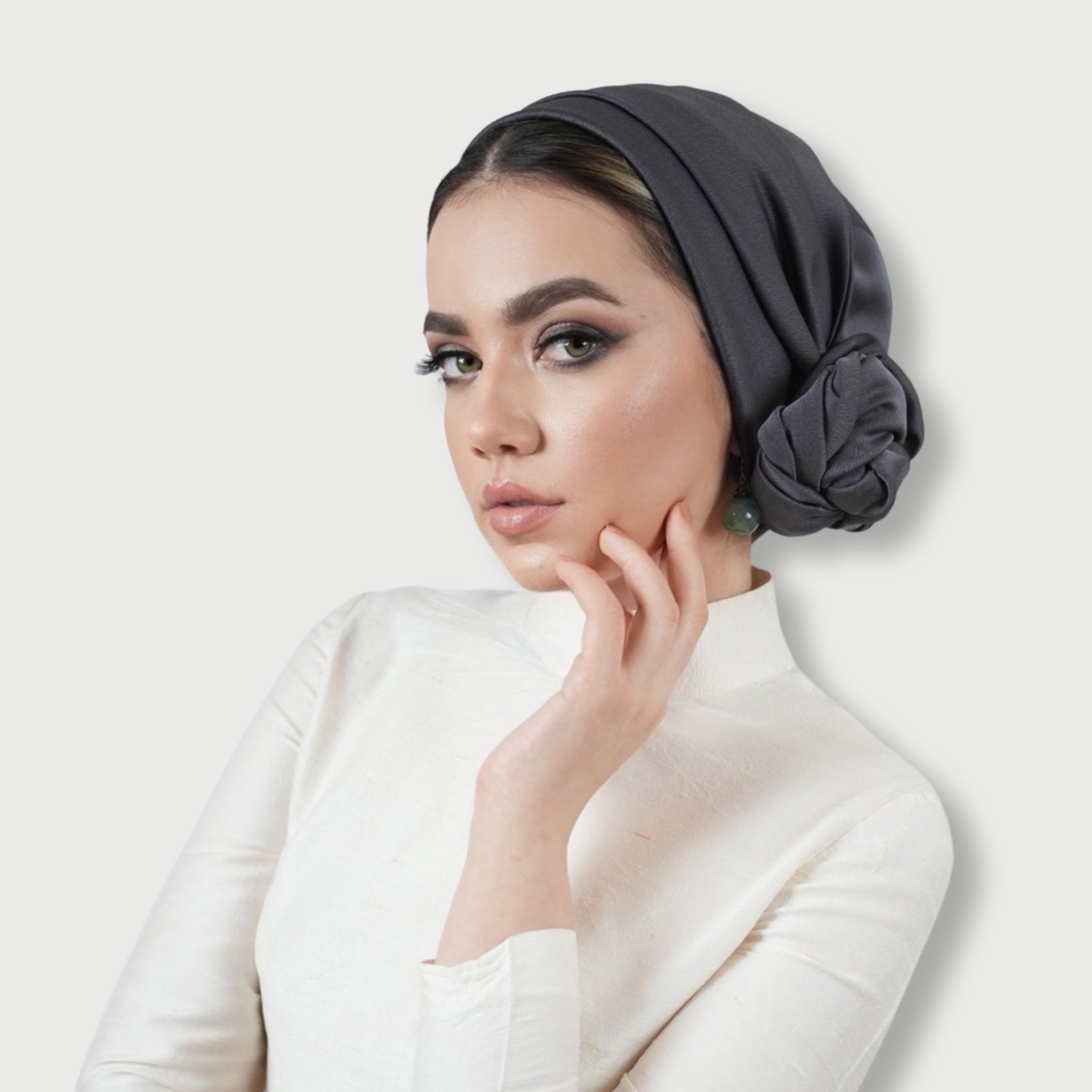 Dubai Krep Saten Bone - Bağlamalı Bone - BitterColors