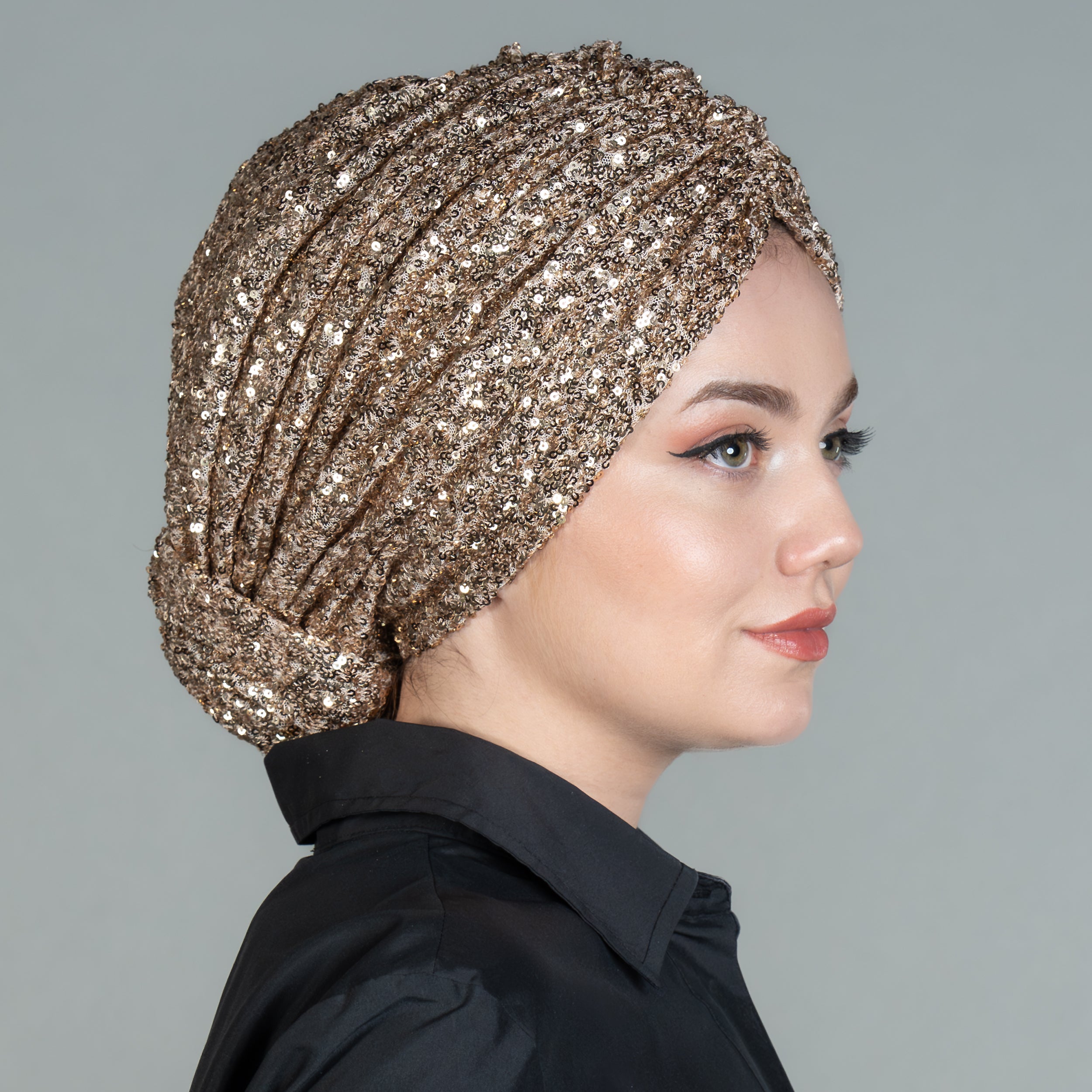 Beyrut Pul Payet Bone - Penye Astarlı - Kullanıma Hazır Bone - Siyah , Gold , Beyaz , Bordo , Lacivert - BitterColors