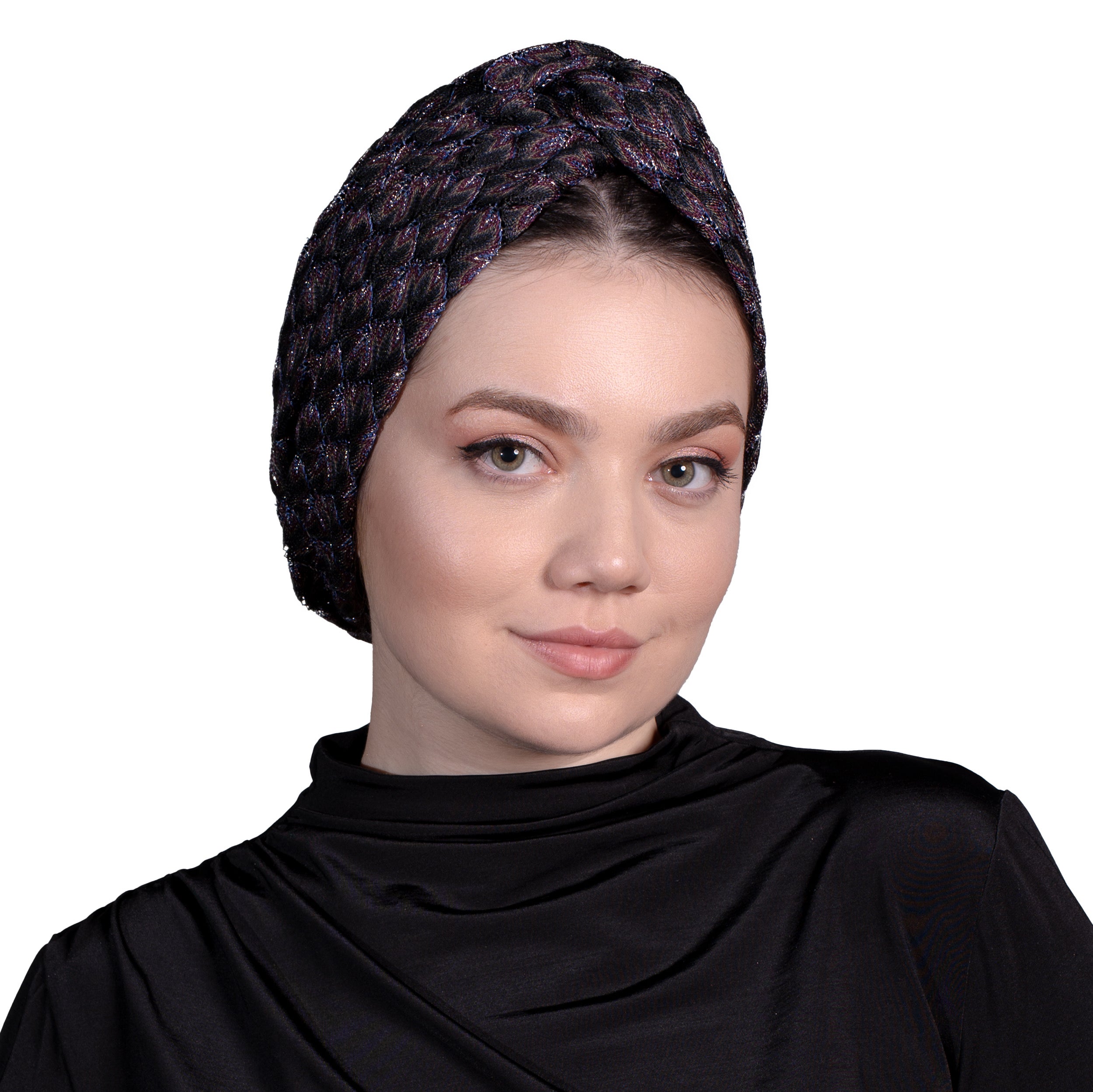 Nova Burgulu Bone - Esnek Triko Kumaş - Mor/Çok Renkli - BitterColors