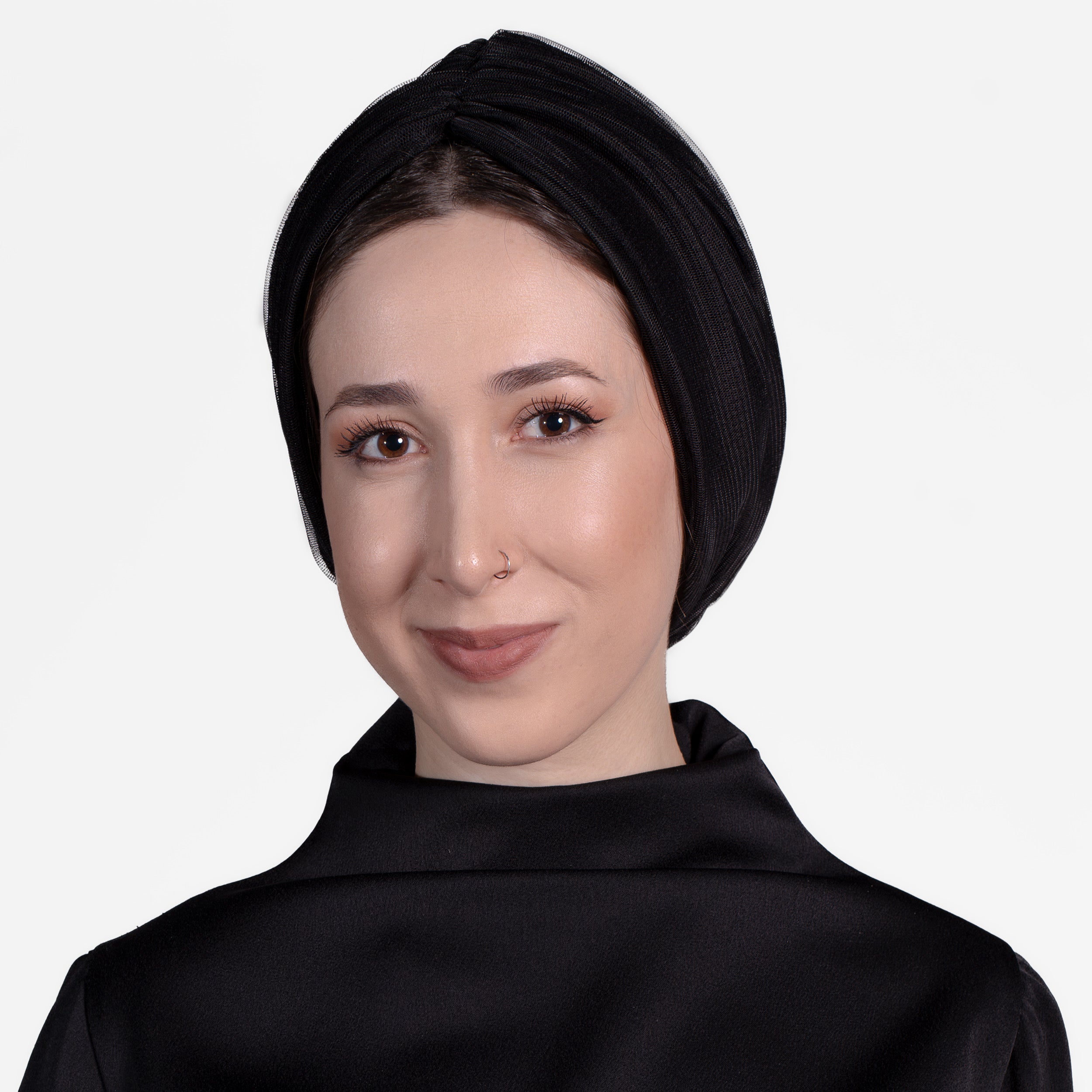 Büzgülü Üstü Tüllü Bone - Esnek Örme Kumaş - Siyah - Bitter Comfy Tulle - BitterColors