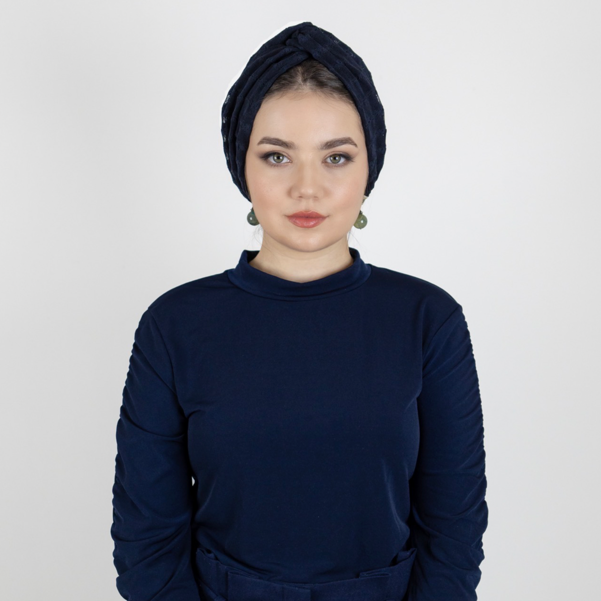 Betulle Burgulu Bone - Esnek Tül Kumaş - Çift Taraflı - Lacivert Renk - BitterColors