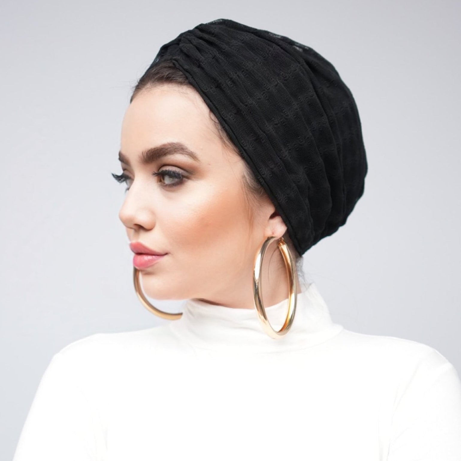 Betulle Büzgüllü Bone - Çift Taraflı - Esnek Tül Kumaş - Siyah Renk - BitterColors