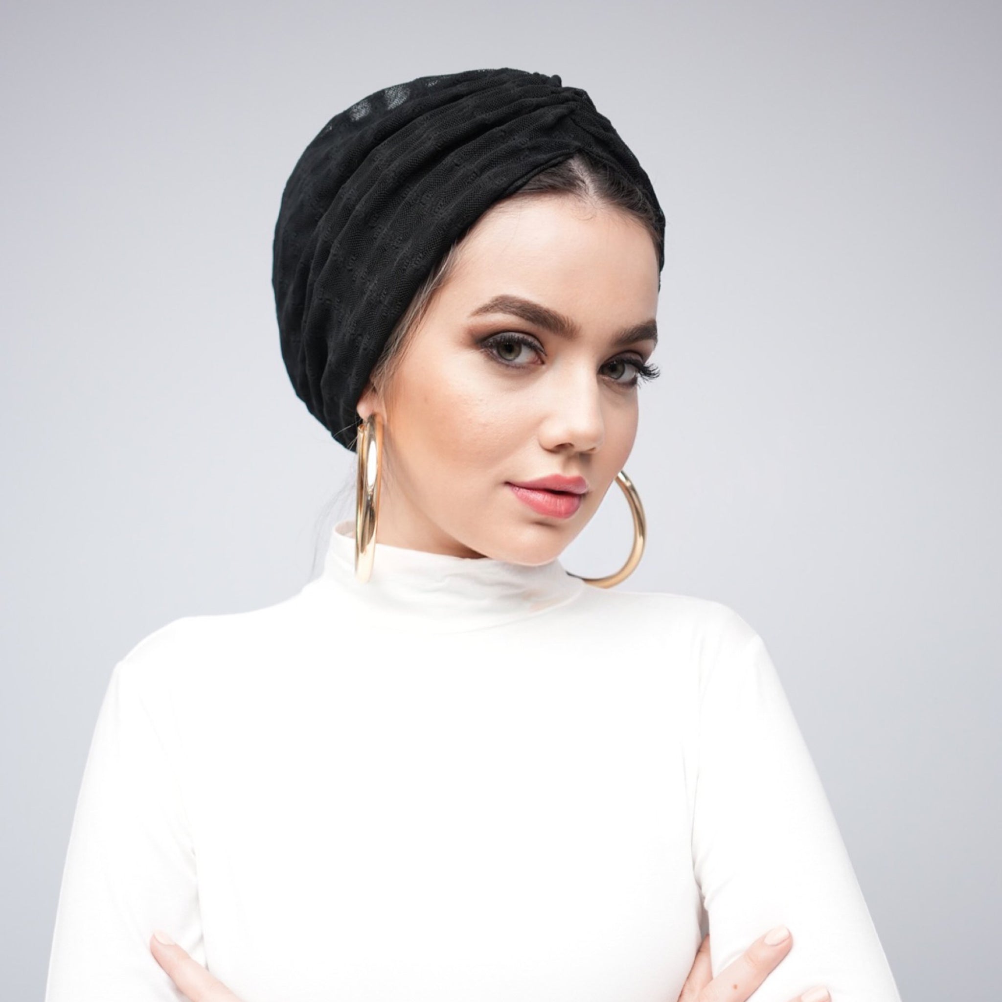 Betulle Büzgüllü Bone - Çift Taraflı - Esnek Tül Kumaş - Siyah Renk - BitterColors