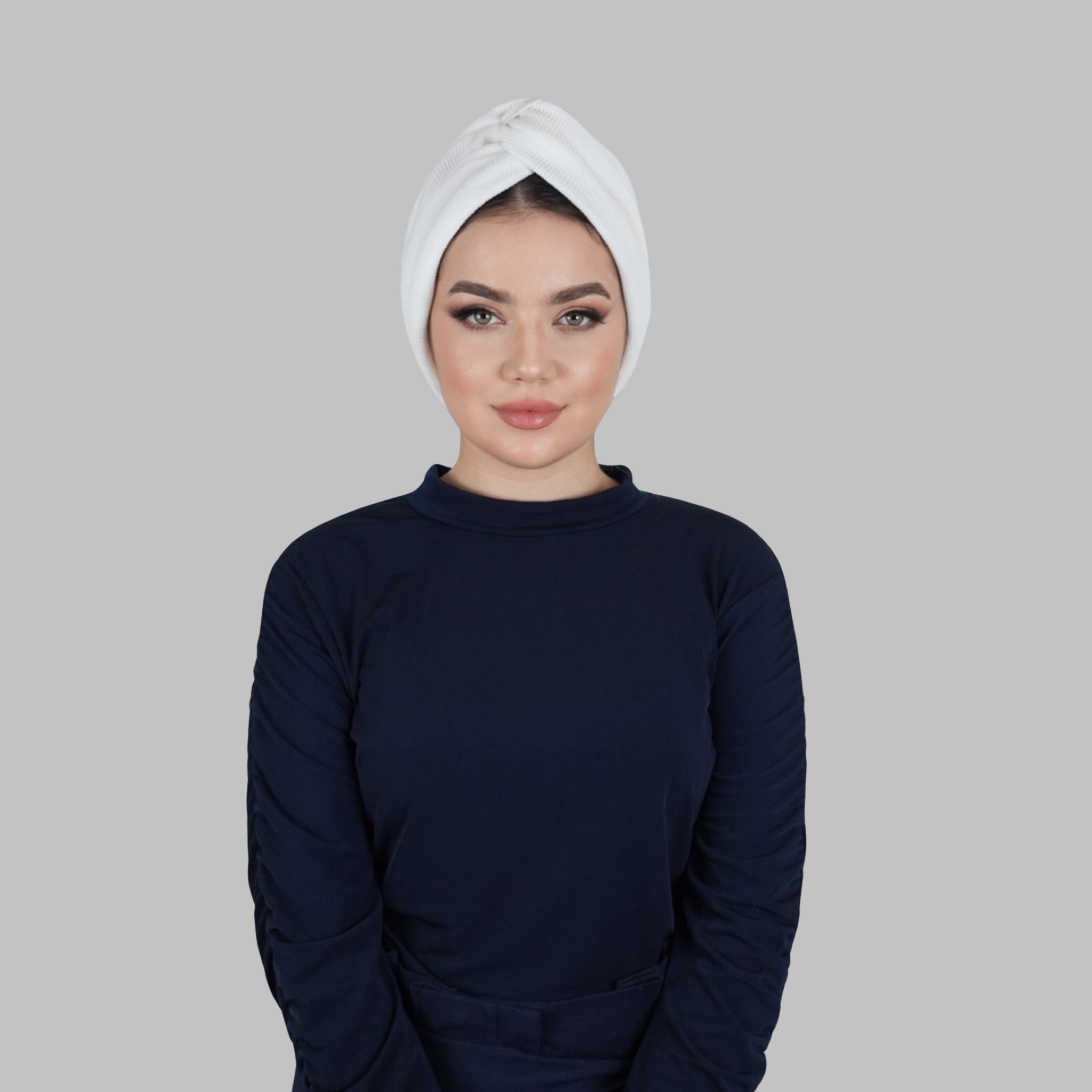 Twisted Comfy Burgulu Bone - Esnek Triko Kumaş - Beyaz - Çift Taraflı Kullanım - Beyaz - BitterColors